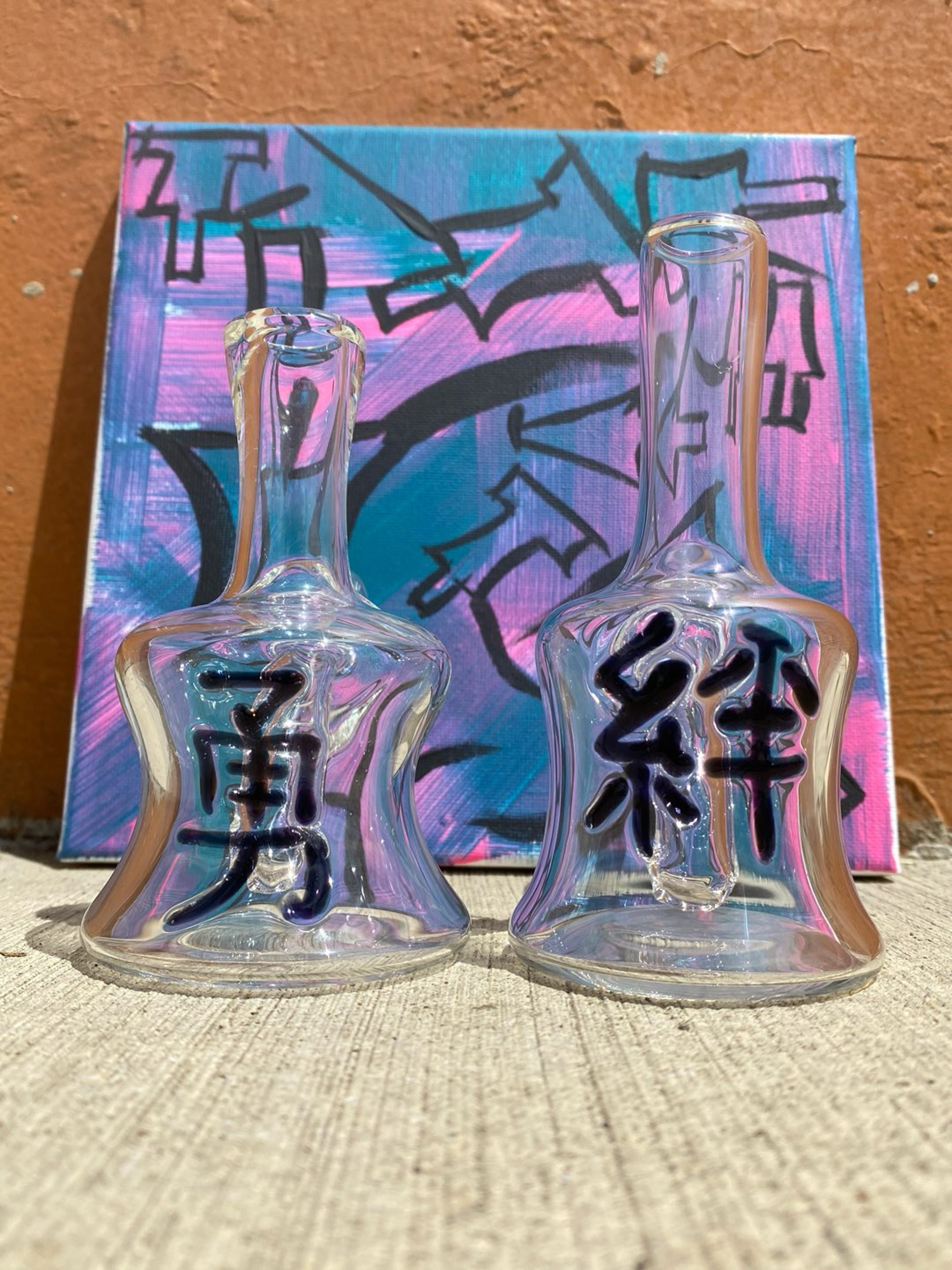 3-Piece Set: Day 74 Alphabet Series Strottles with Original Artwork image 0