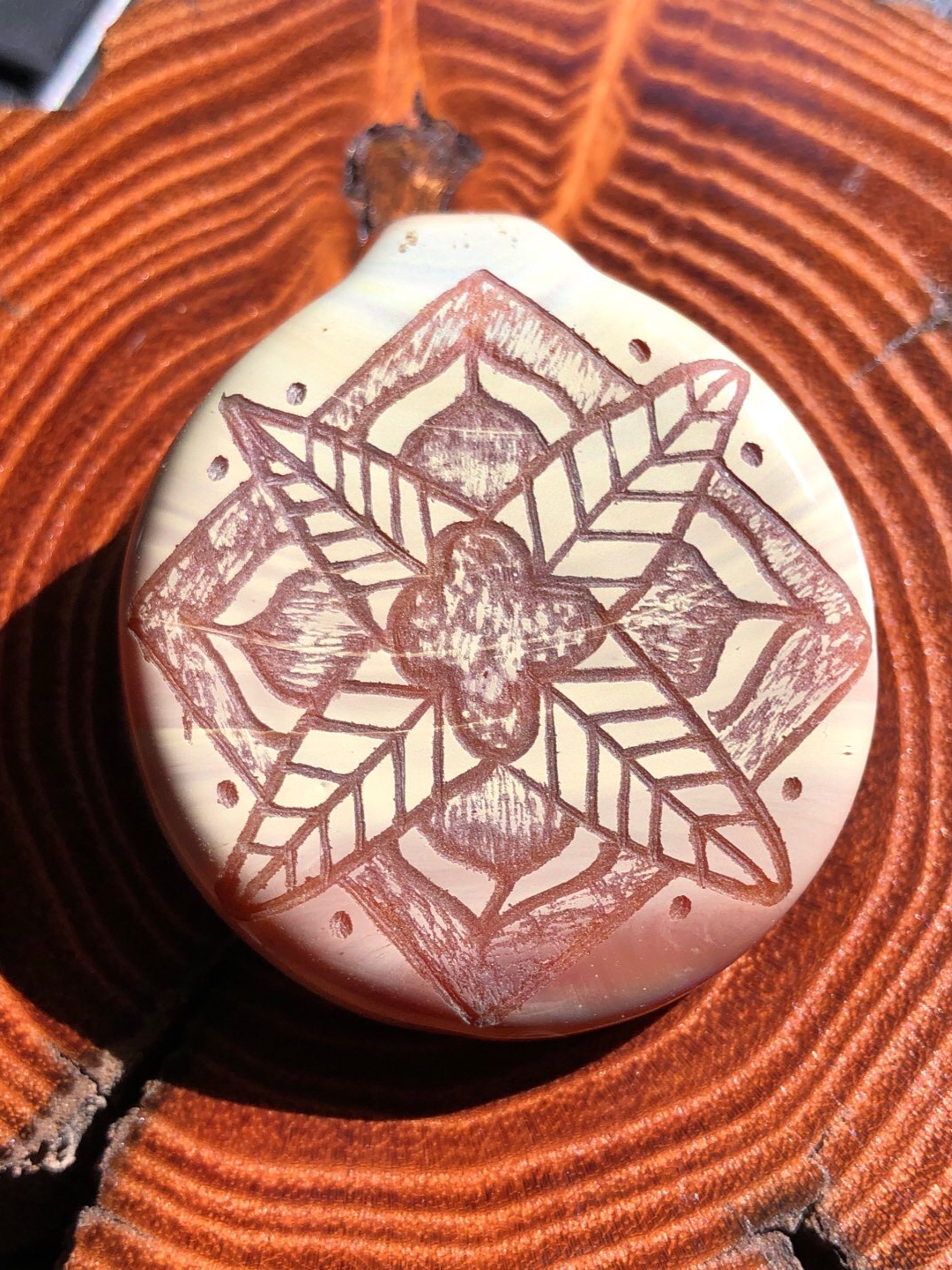 Caramel Mandala Carved Pendant image 0