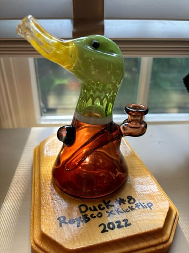 Preview pic of Unique Handmade Glass Duck Rig by Roy$co X Kickflip (2022)