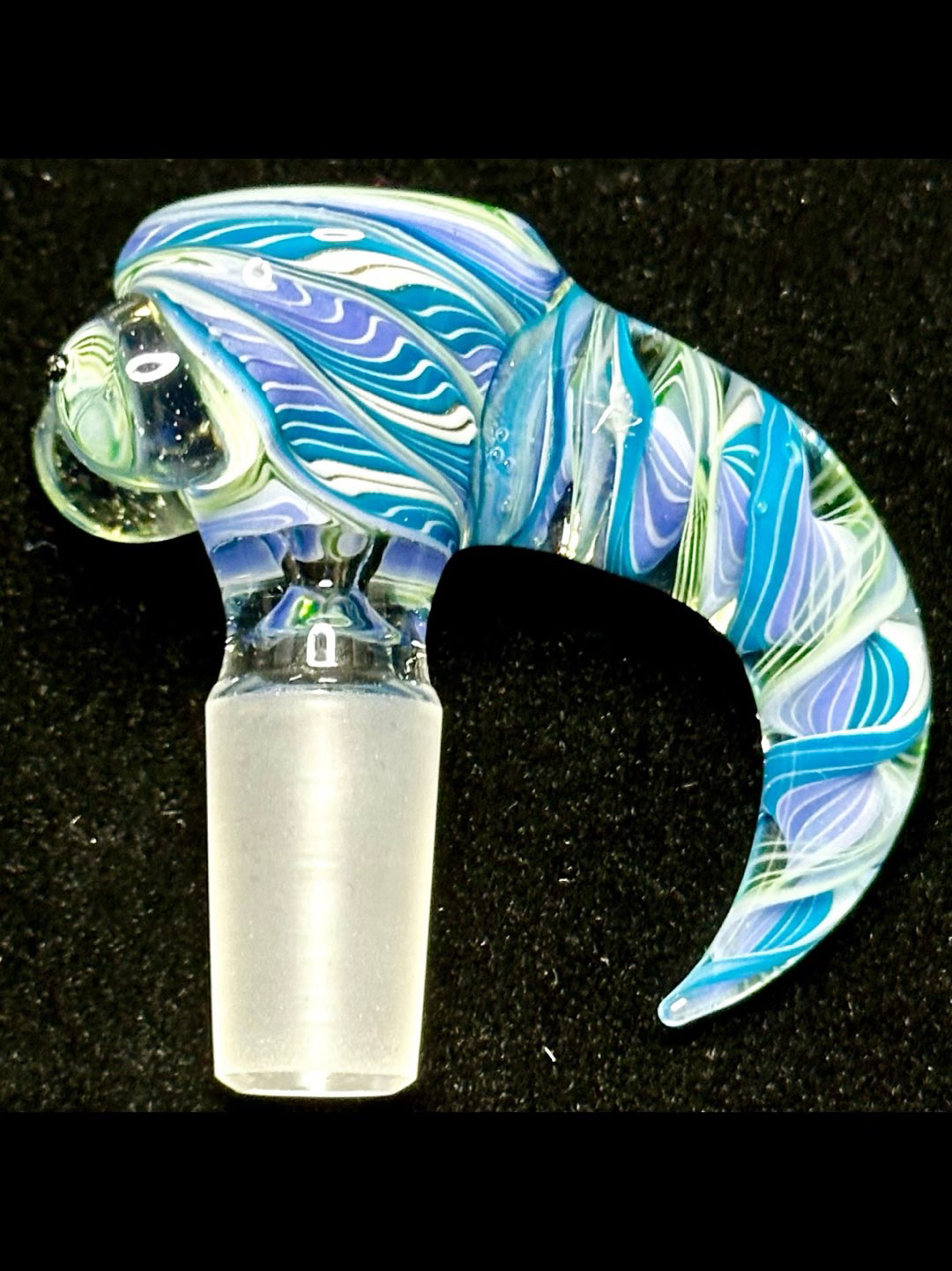 Preview pic of Titz Glass 14mm UV Horned Linework Single Hole Slide