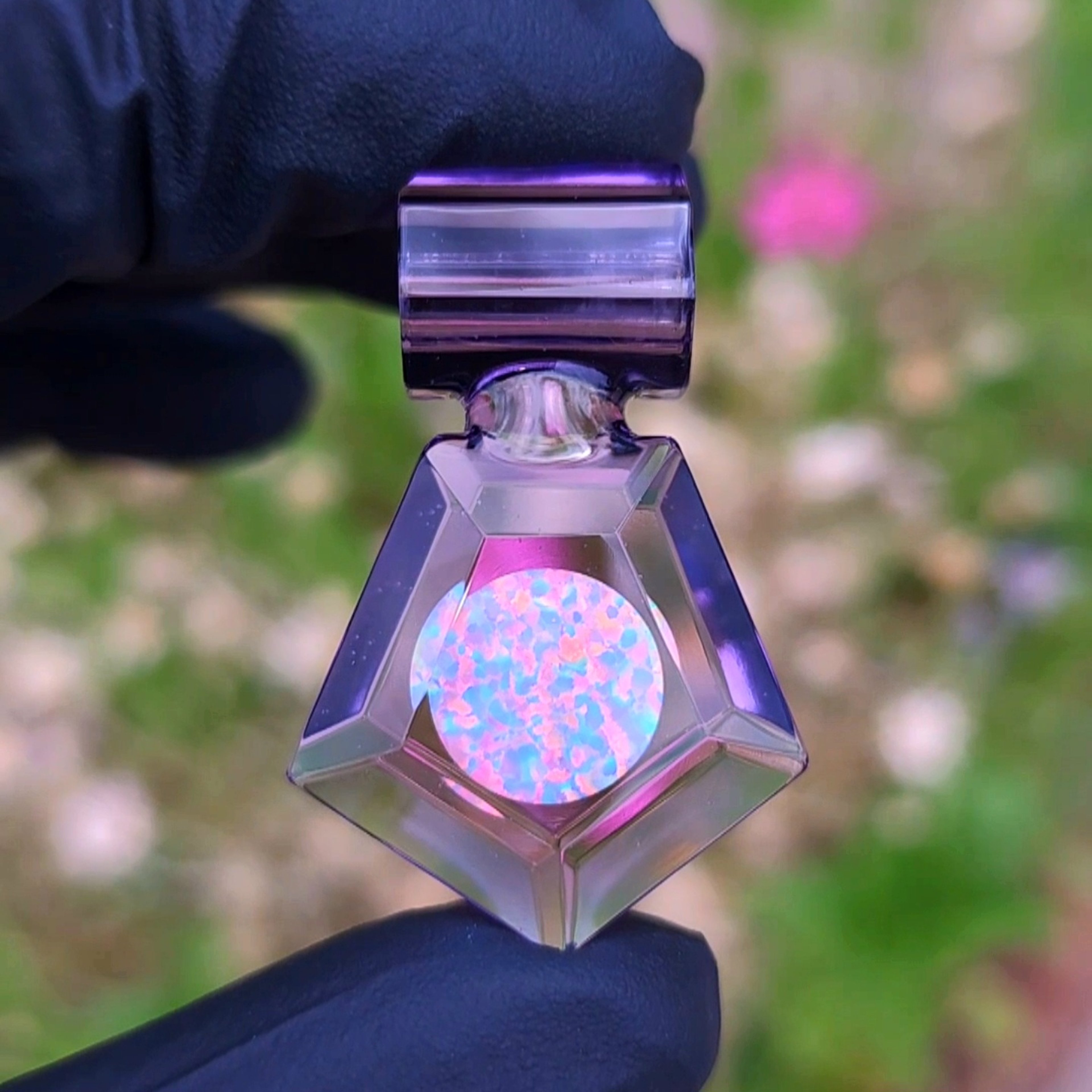 Preview pic of Nightshade Faceted Pendant with 12mm Opal Coin