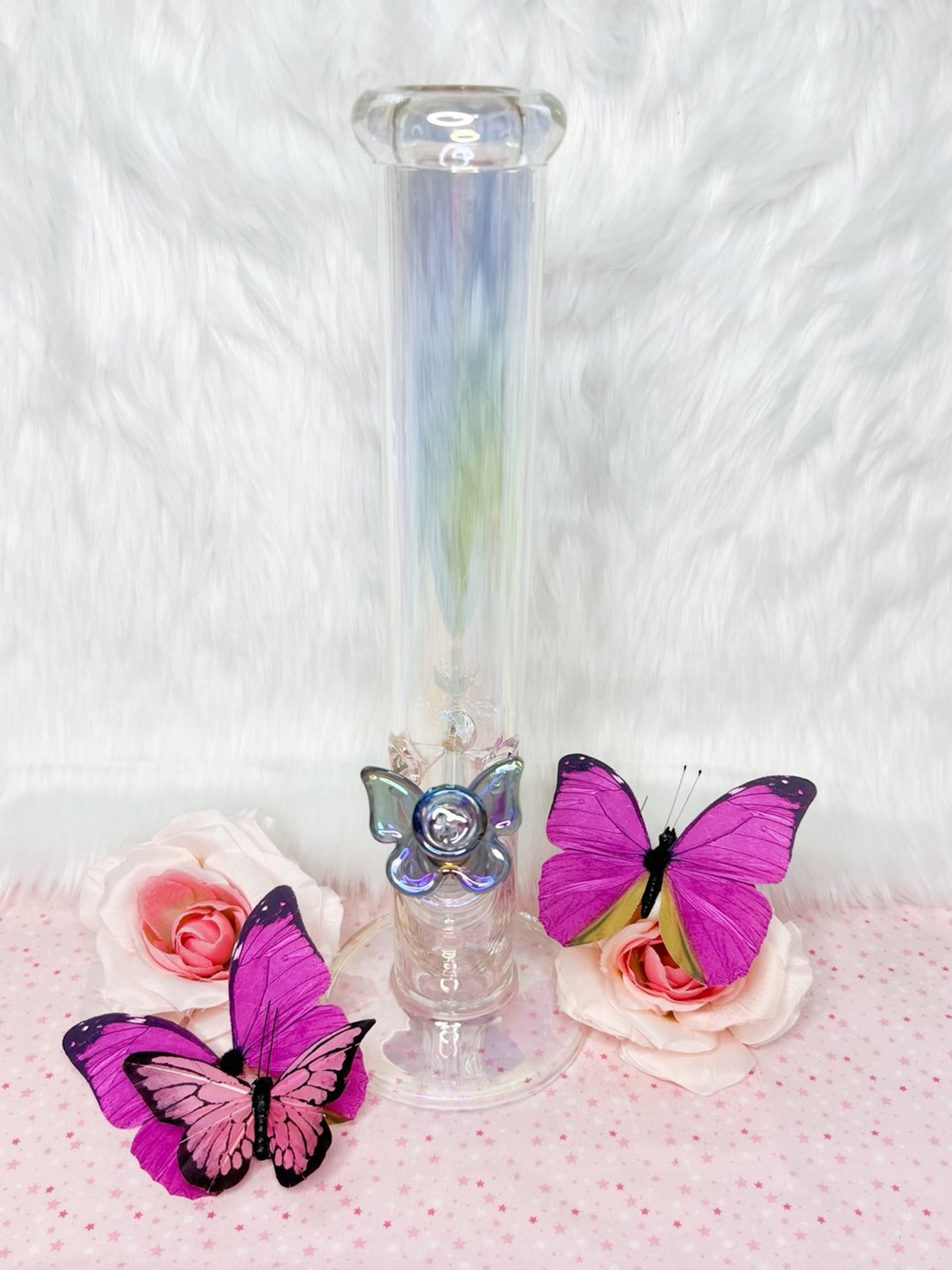 Preview pic of Iridescent 14 Inch Straight Tube Bong With Matching Bowl