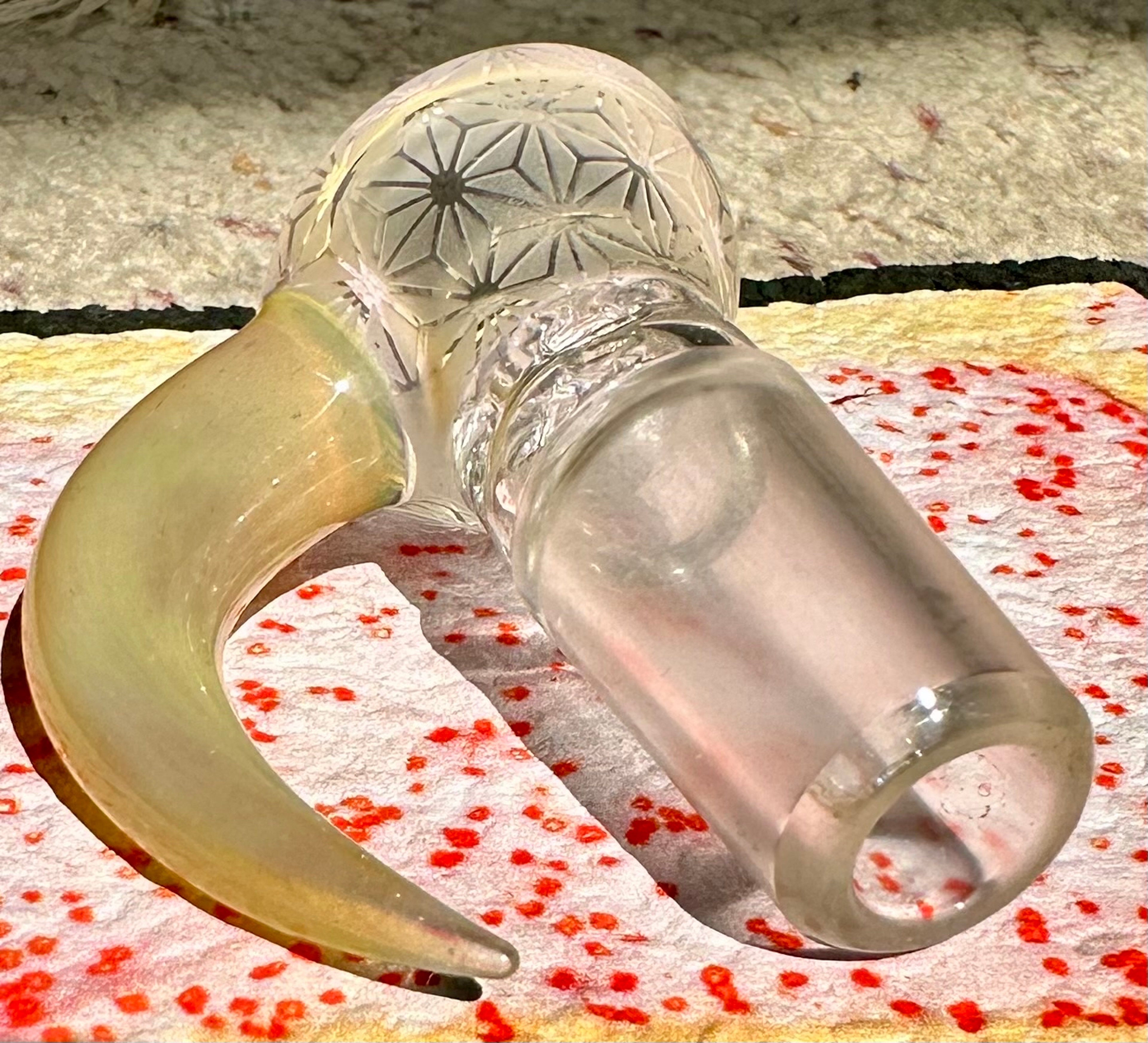Preview pic of SOV, 18mm custom worked grease over bone satin with sandblasted pattern.