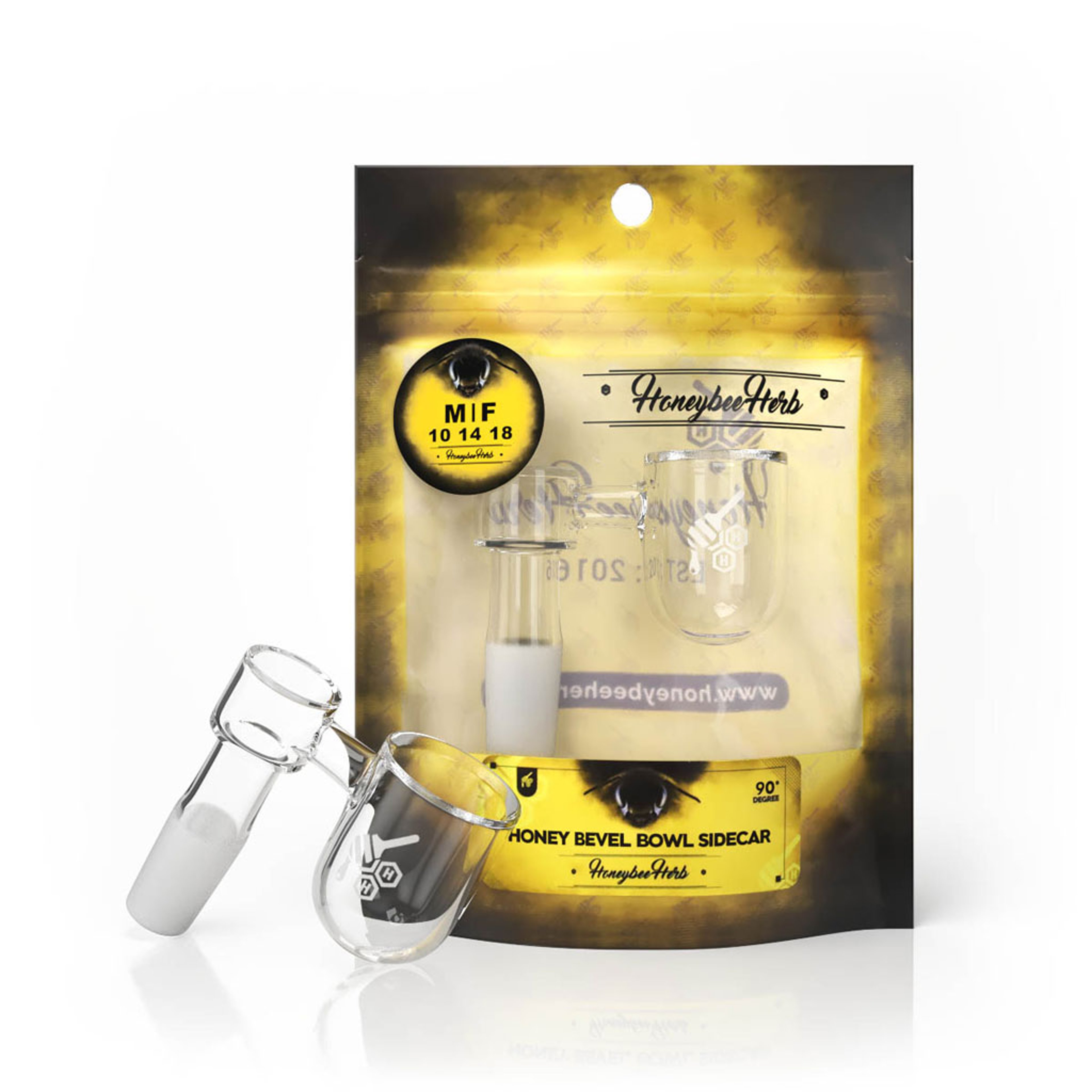 Preview pic of HONEY BEVEL BOWL SIDECAR QUARTZ BANGER - 90° DEGREE | YL