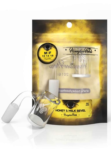 Preview pic of HONEY & MILK BEVEL QUARTZ BANGER - 90° DEGREE | YL