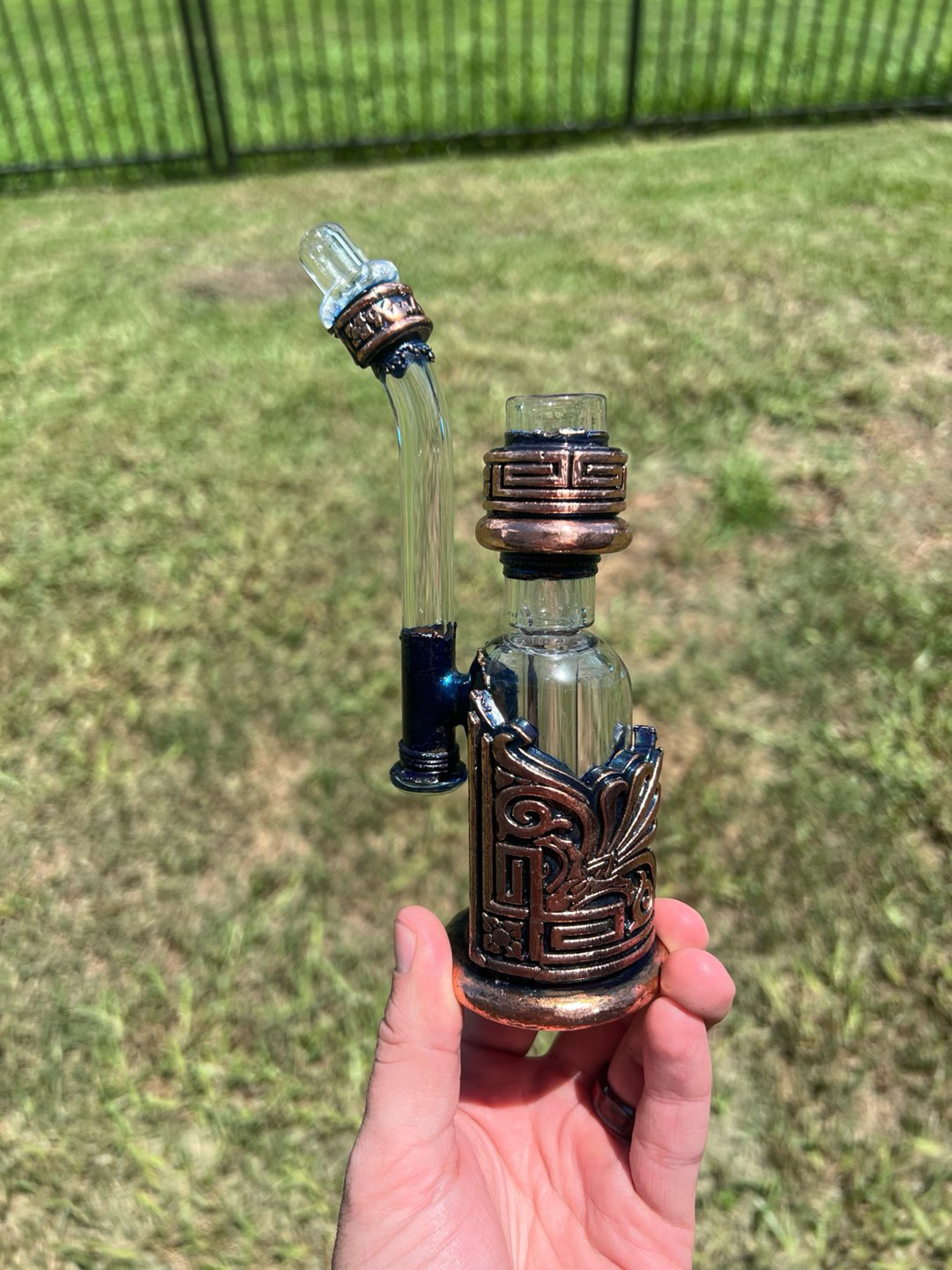Preview pic of Kuhns - Electroform Greek Motif 14mm Bubbler Rig