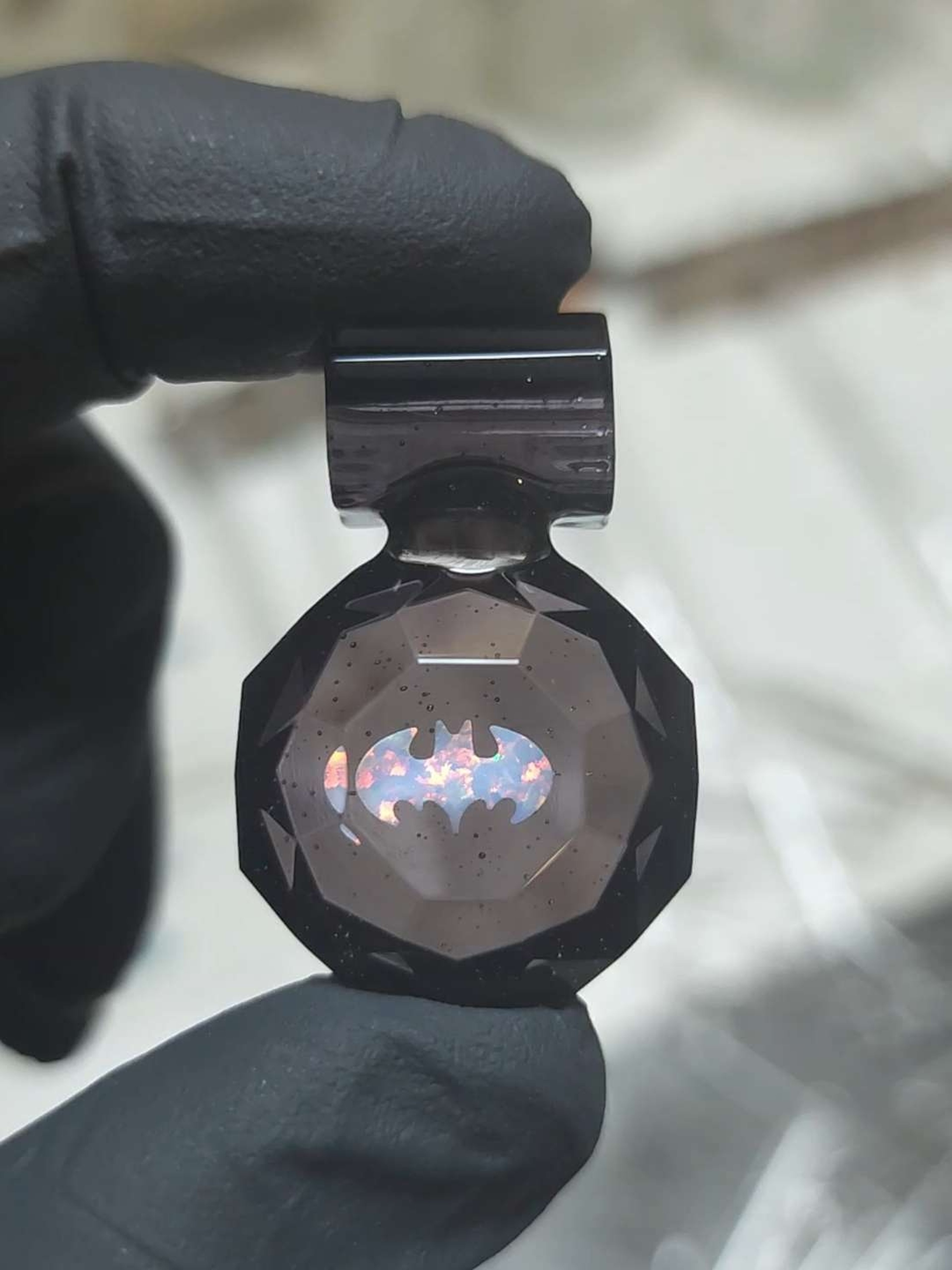 Preview pic of Mini Dusk Faceted Batman Opal Gem Pendant