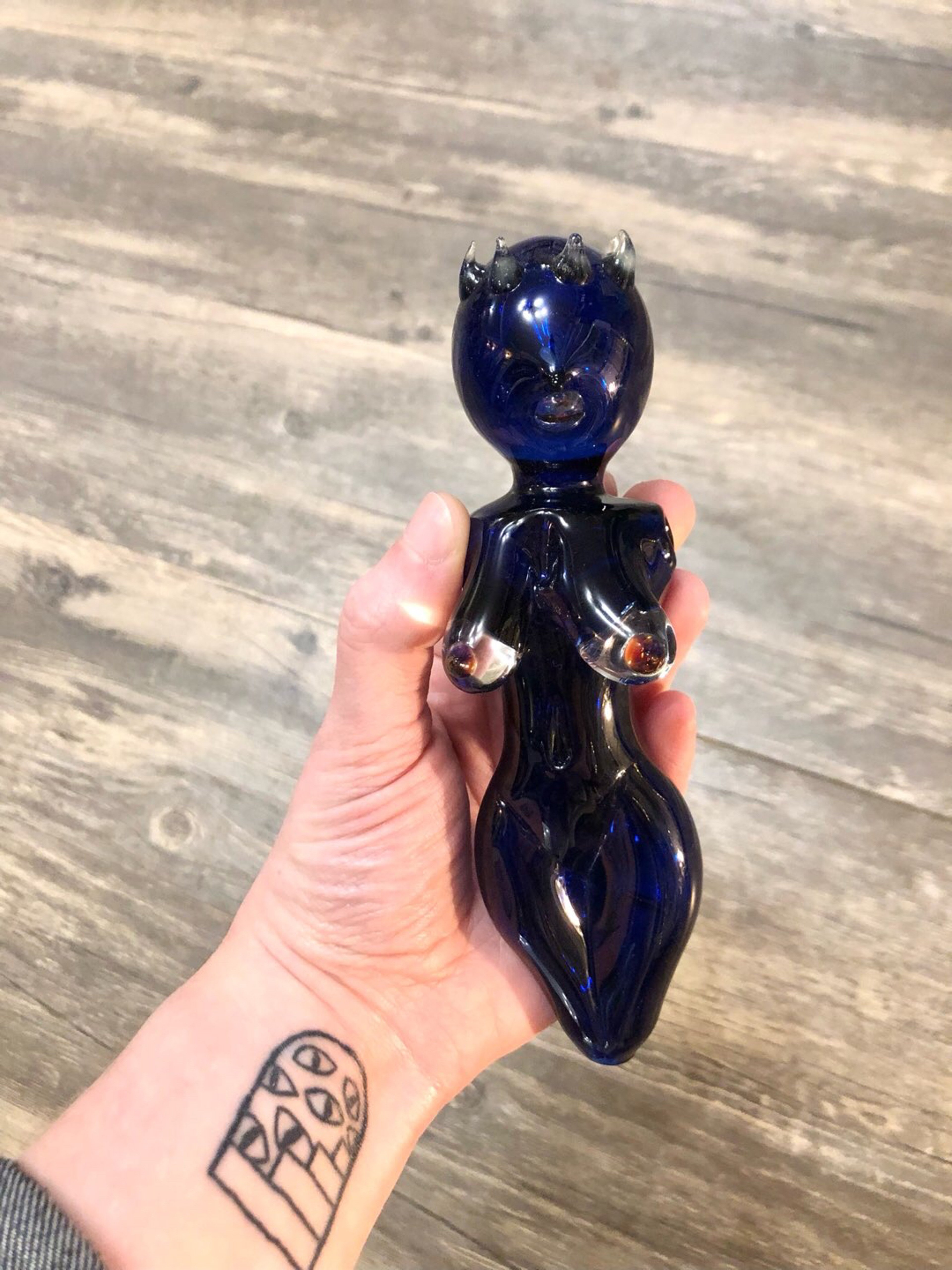 Preview pic of Blue Female Demon Hand Pipe by Homie G Glass