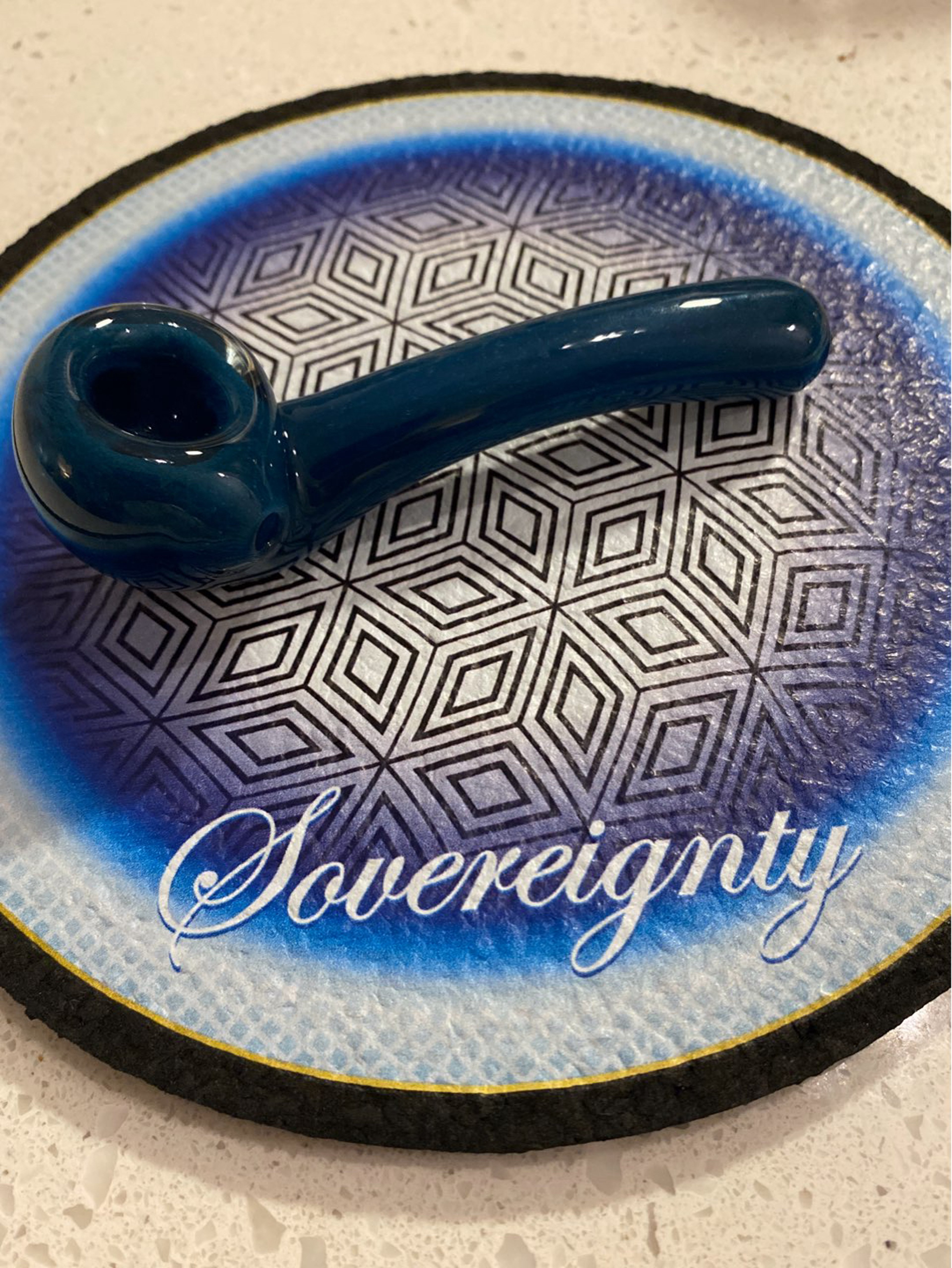 Preview pic of Solid Blue Curved Spoon Pipe