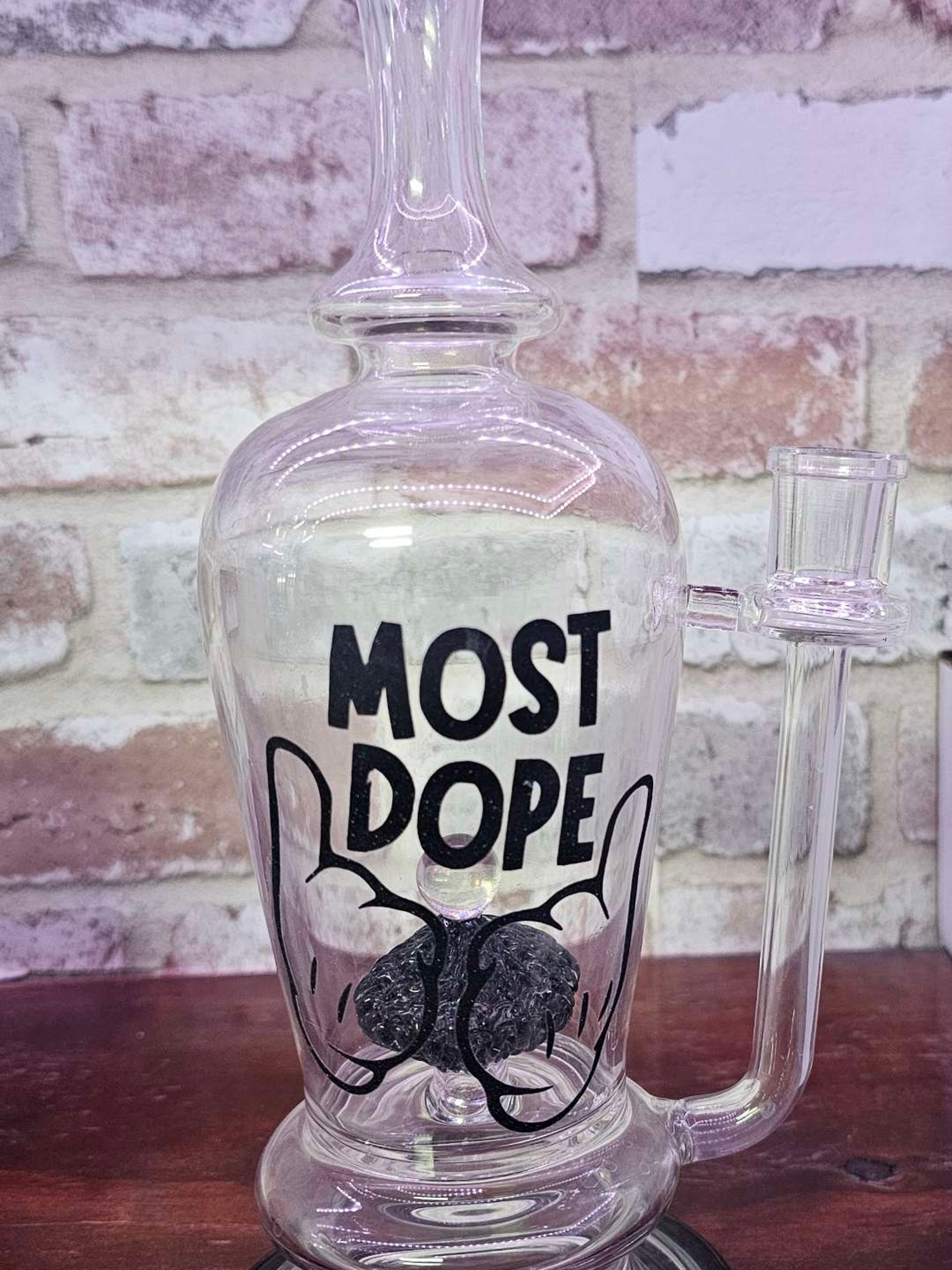 Preview pic of "Most Dope" Glass Bong with lattice perc vase style