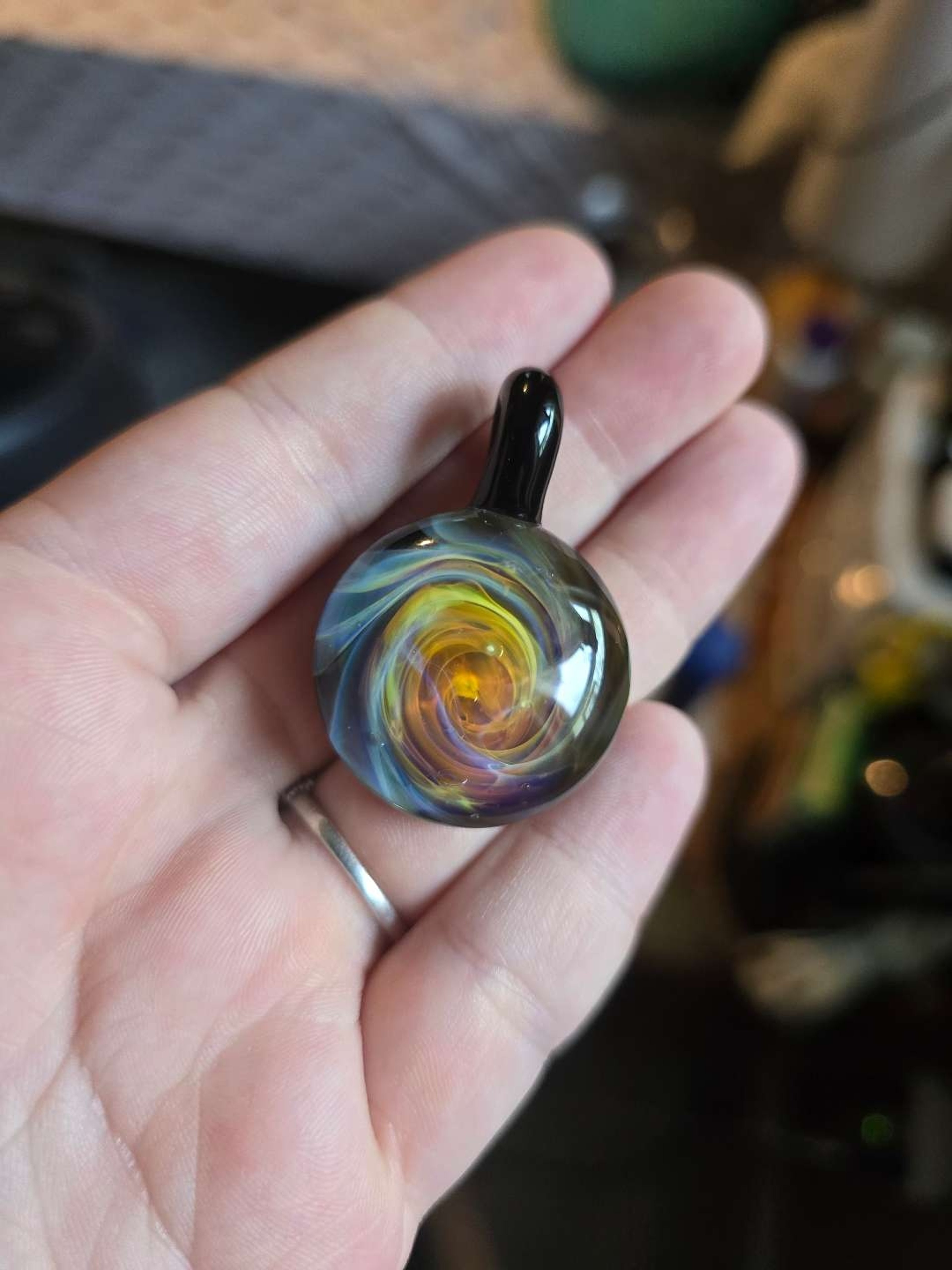 Preview pic of Amber purple swirl pendant made by me