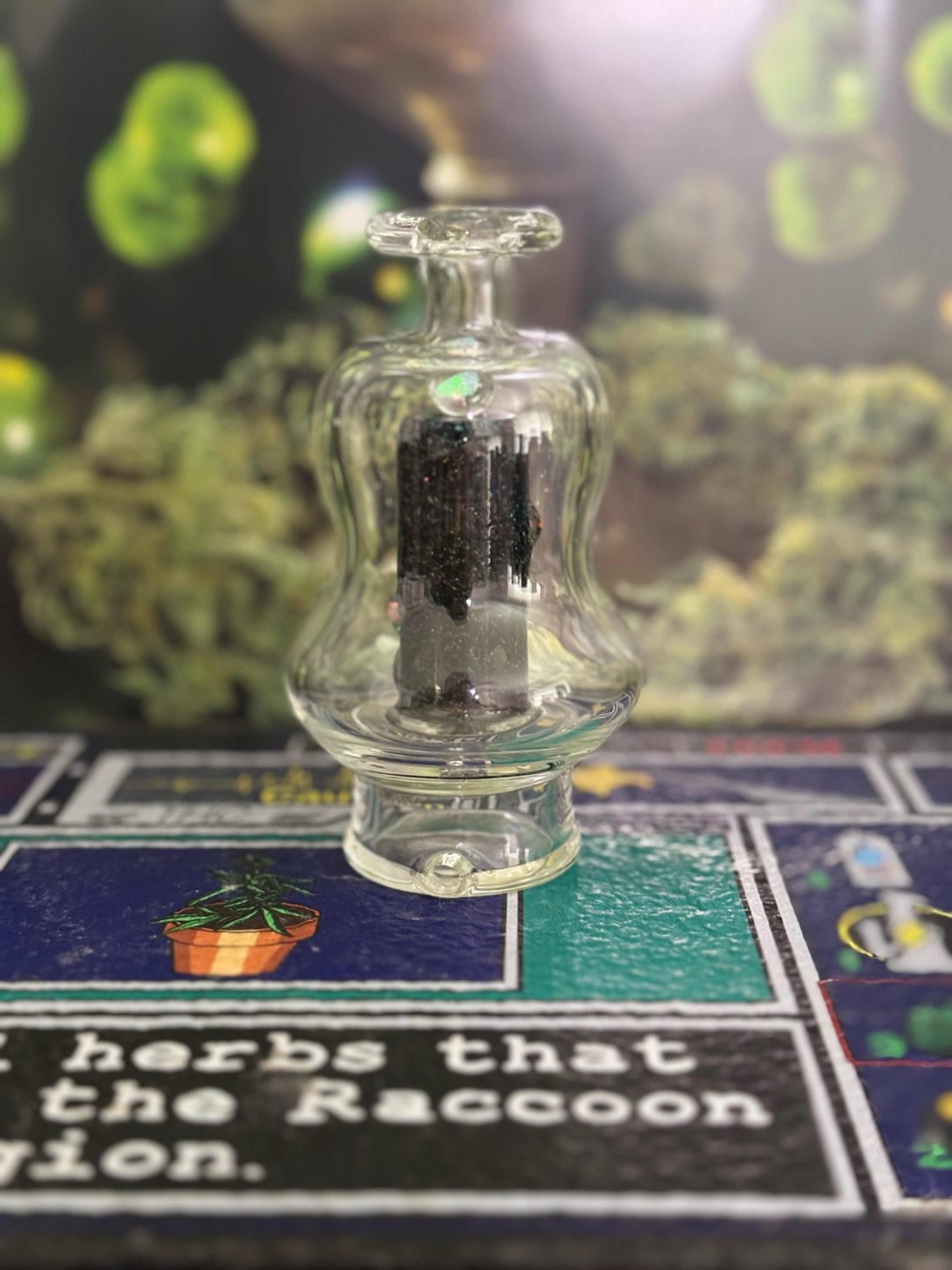 Preview pic of Organik Glass Puffco Peak Black Cropal 2 Hole Bubbler with Opal Chunk