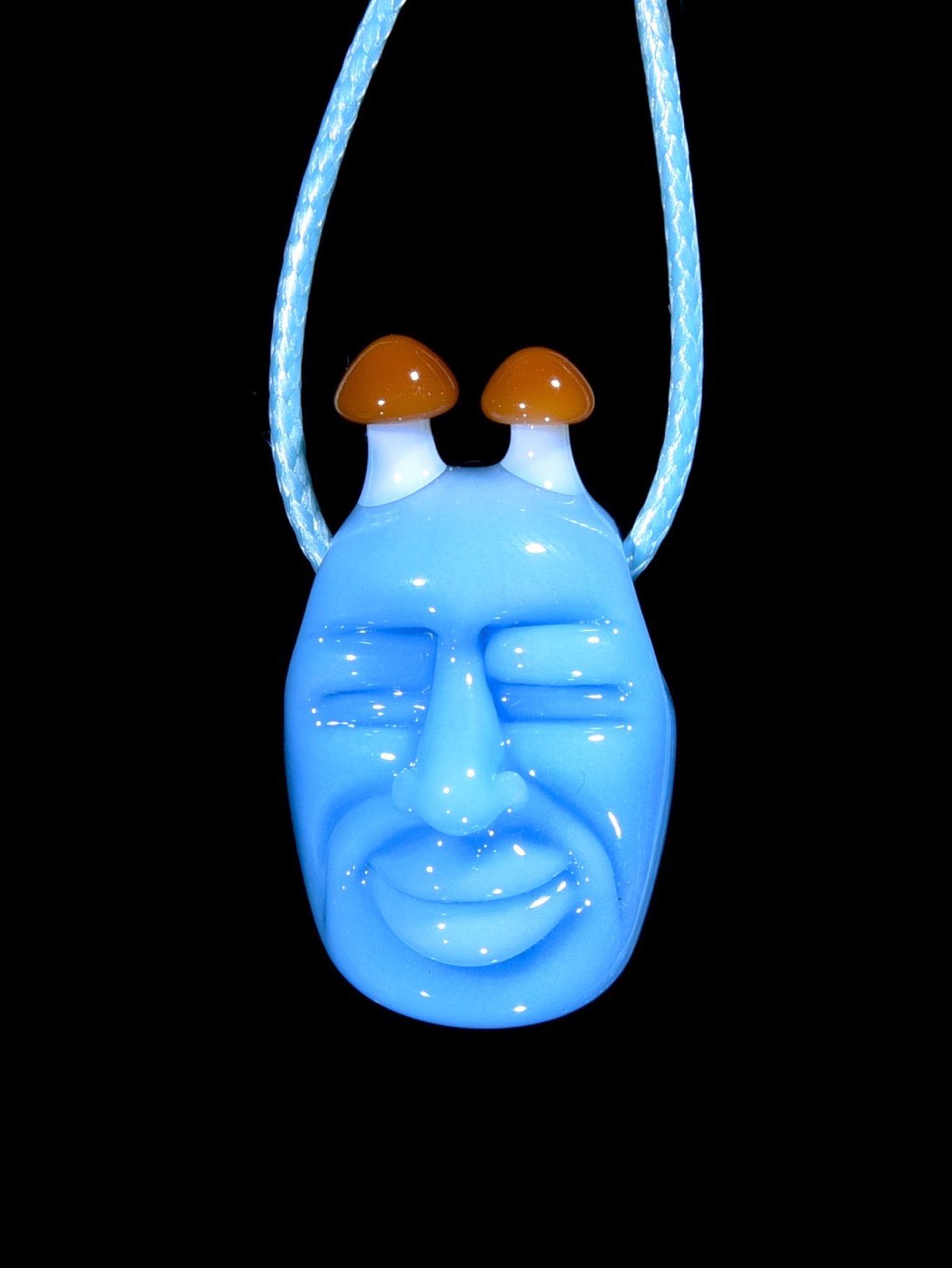 Preview pic of GPS Glass - "Mushrooms On My Mind" Sculpted Pendant - Siberia, Lotus White, Pumpkin Pie