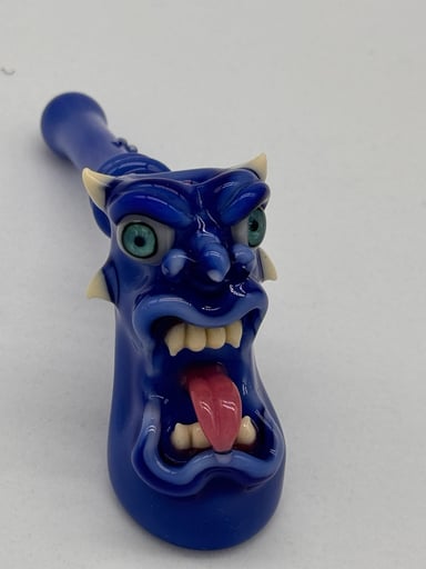 Preview pic of *Free Shipping* Kaleb Folck Open Mouth Blue Face hammer pipe