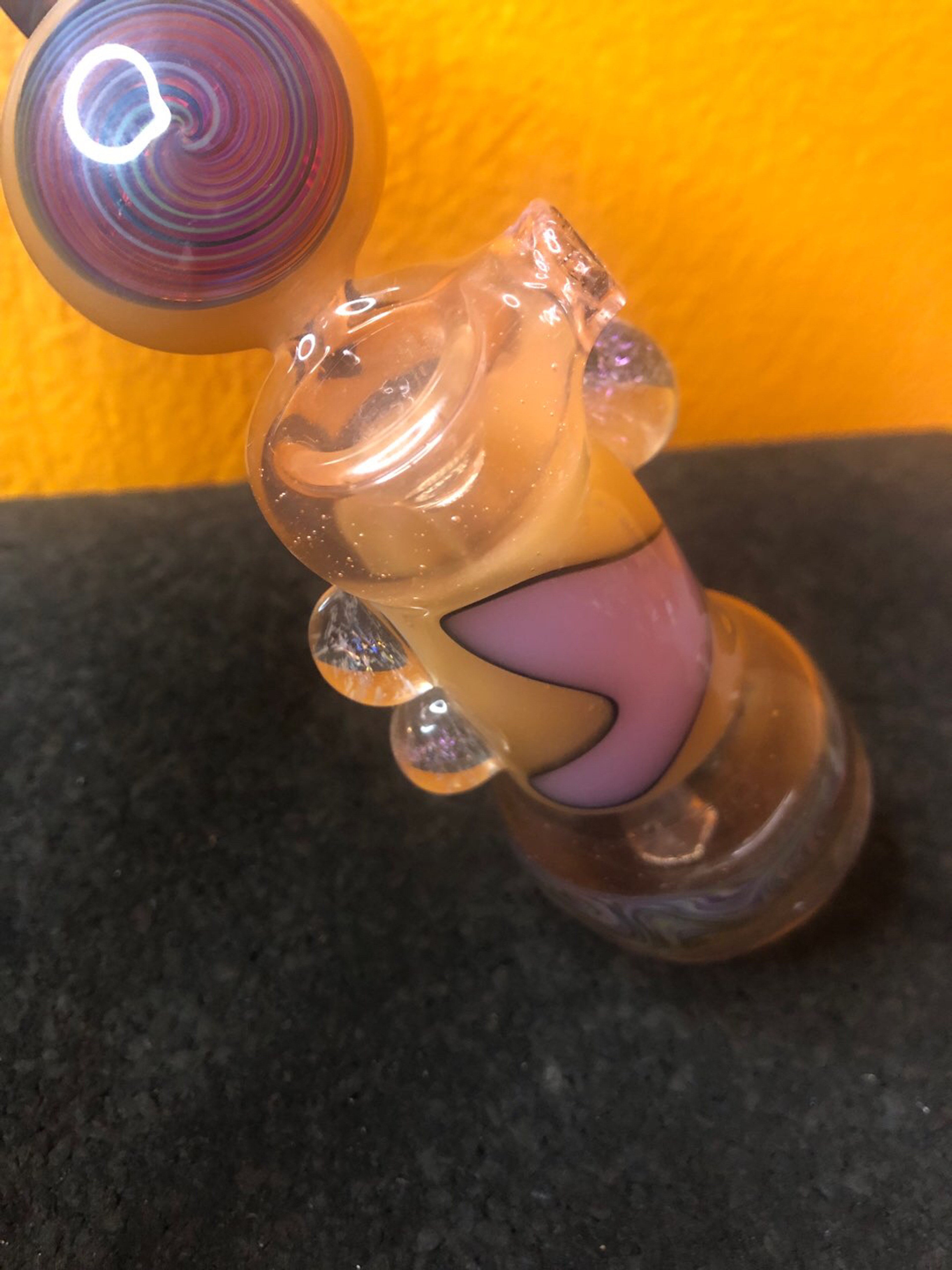 Preview pic of Crushed Opal and Colorful Swirls Hammer Bubbler