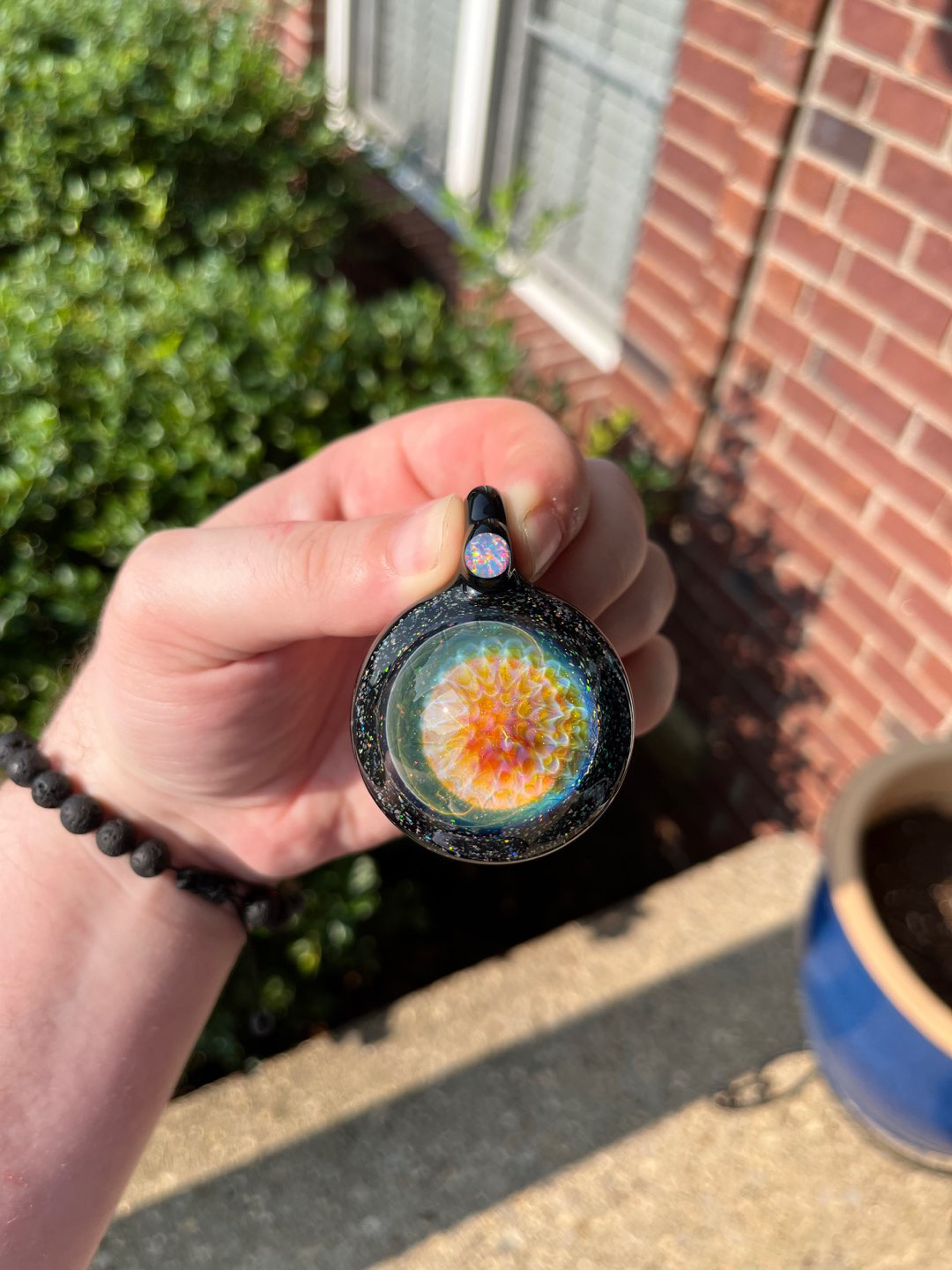 Preview pic of Kberg Gold & Silver Fume Honeycomb Pendant