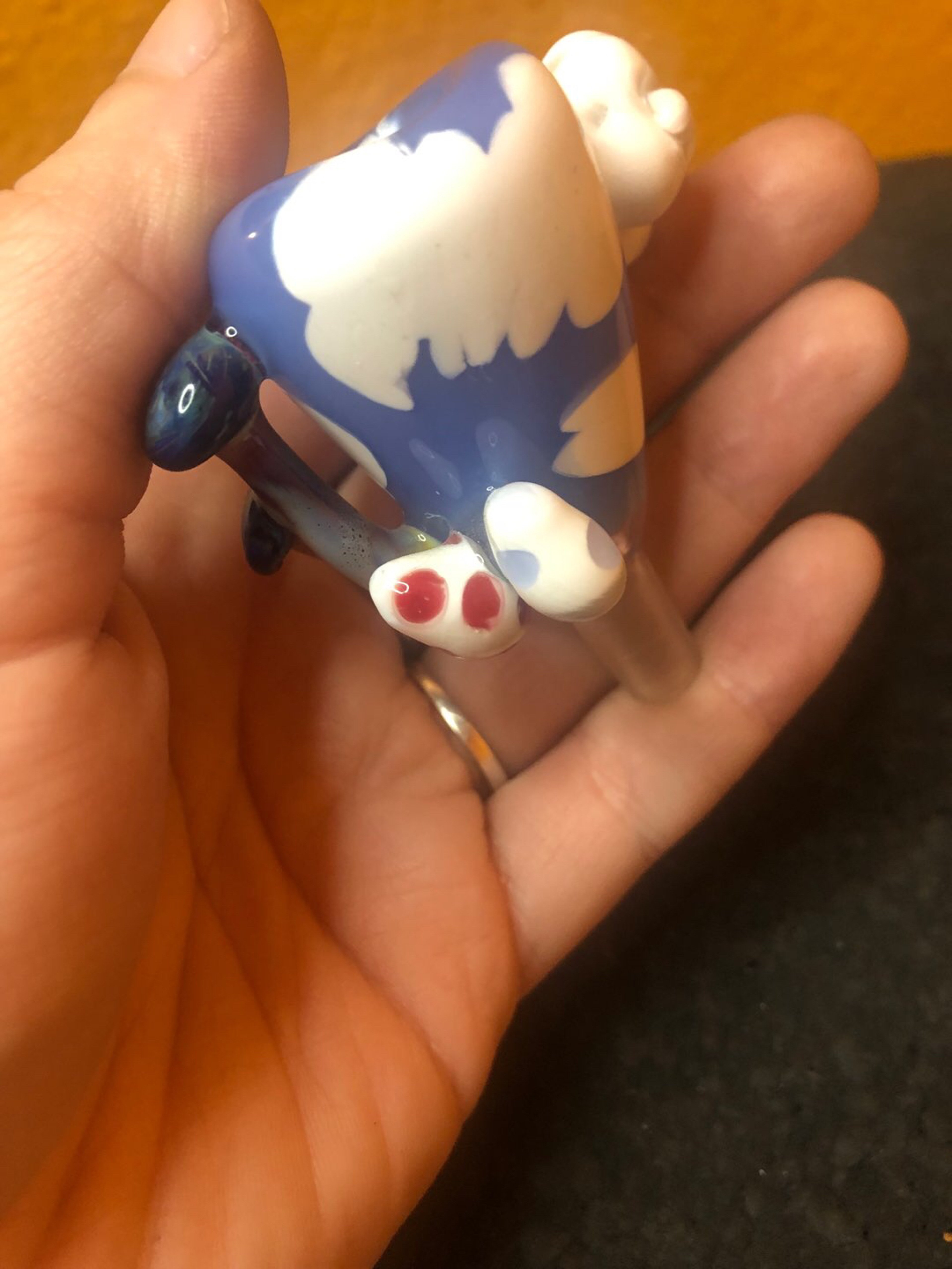 Preview pic of Clouds Shrooms and Yoshi Eggs 10mm Slide Bowl by Homie G Glass