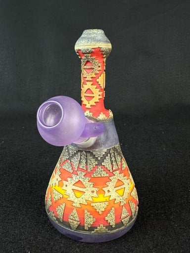 Preview pic of Amani Glass - Sandblasted Rainbow Mini-Tube Concentrate Rig