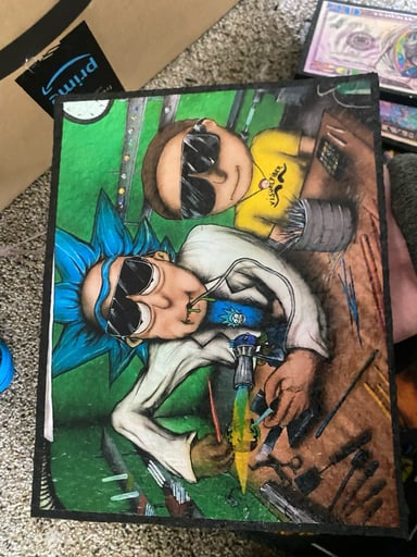 Preview pic of rick and morty blowing glass dabmat