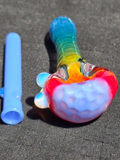 Preview pic of Rainbow Honeycomb Glass Pipe 4.2"