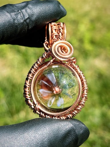 Preview pic of Marvinsglass classic copper wrap pendant!