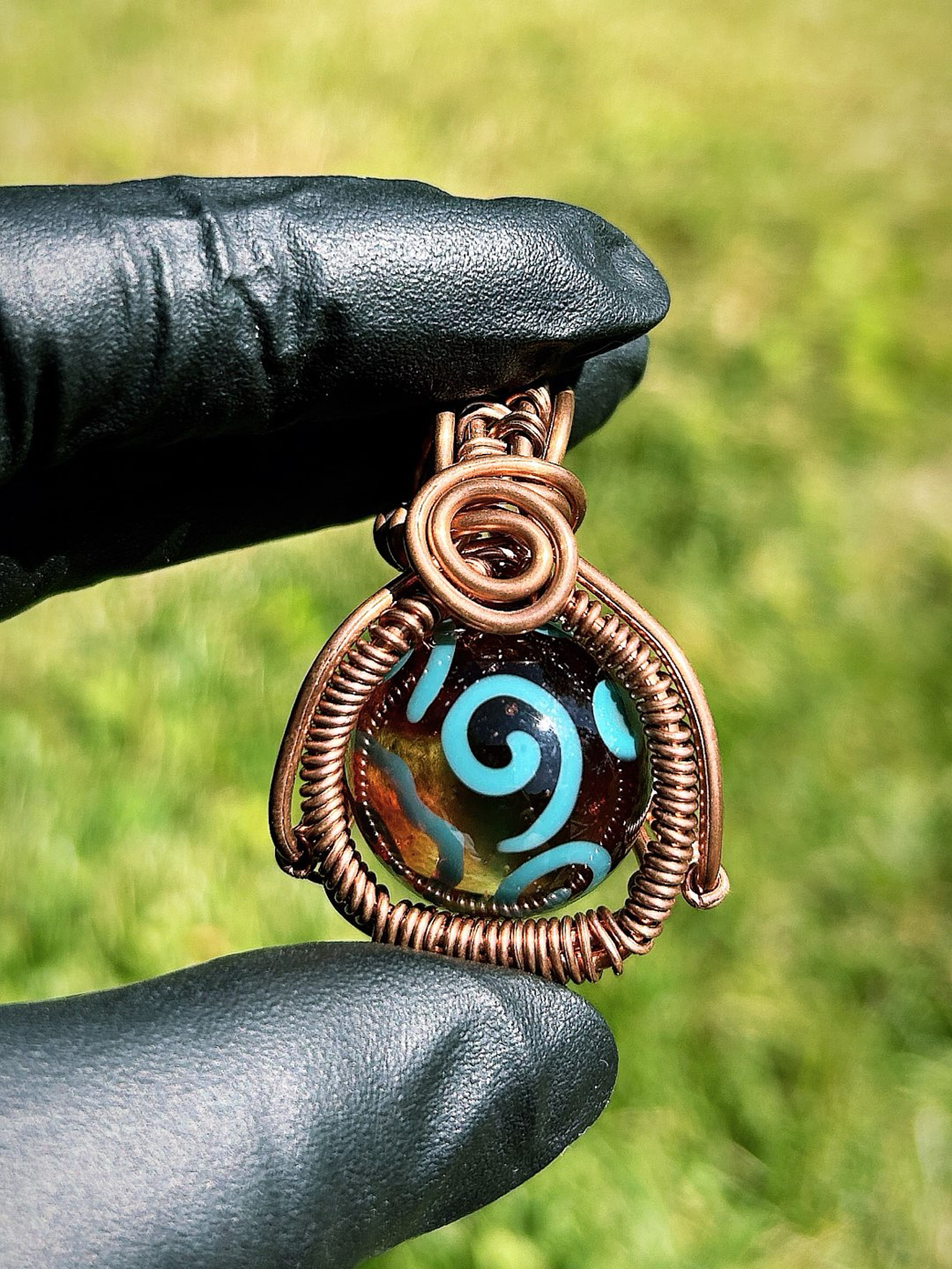 Preview pic of Marvinsglass classic copper wrap Pendant!