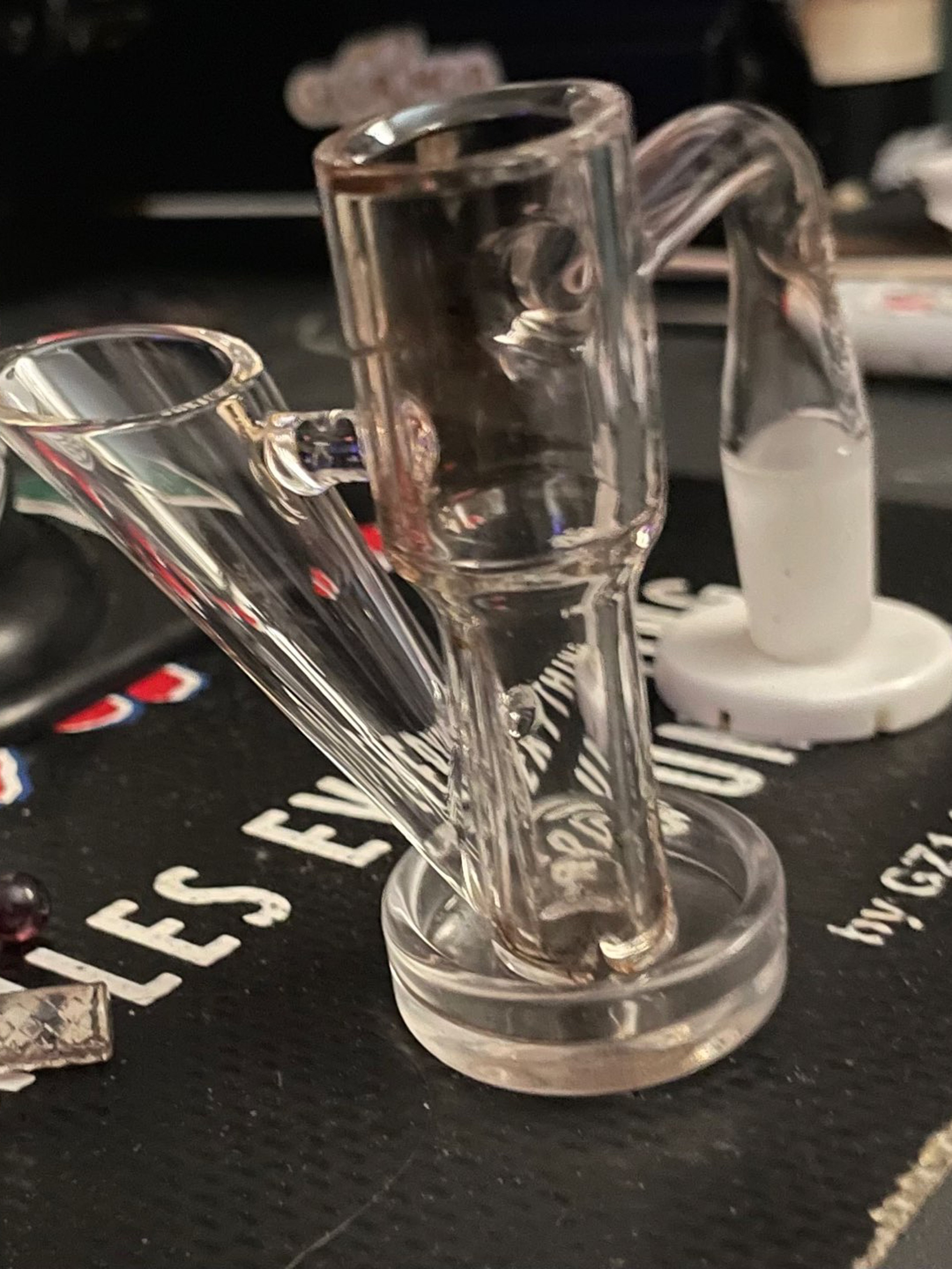 Preview pic of 14mm Terp Slider by SD dank + Steve H valve marble + textured pillar and pearl.