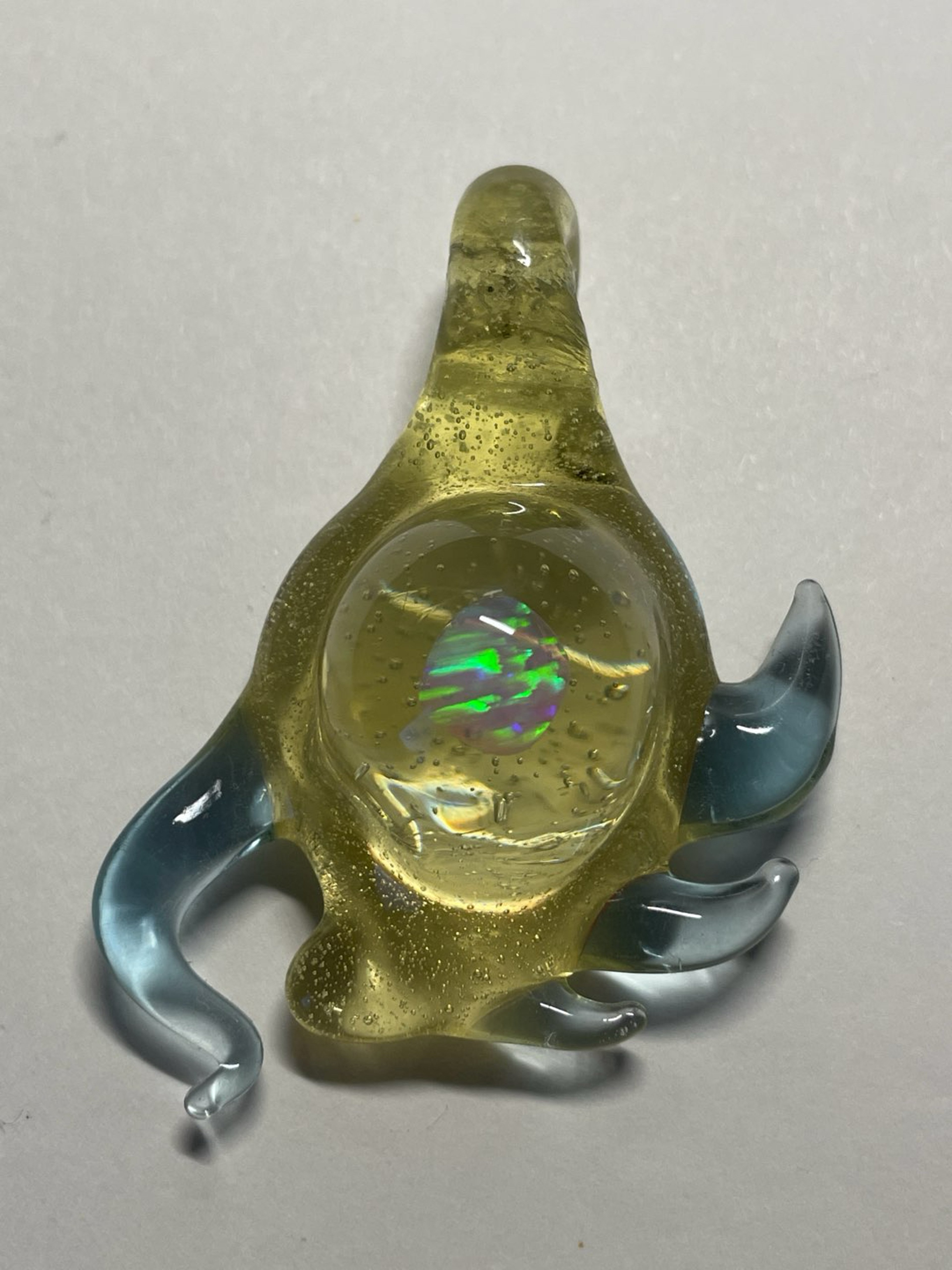 Yellow blue glass pendy with opal image 0