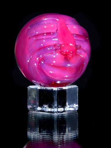 Preview pic of GPS Glass - "Head Full of Mushrooms" Sculpted Marble - Karmaline - 38mm/1.5" Diameter