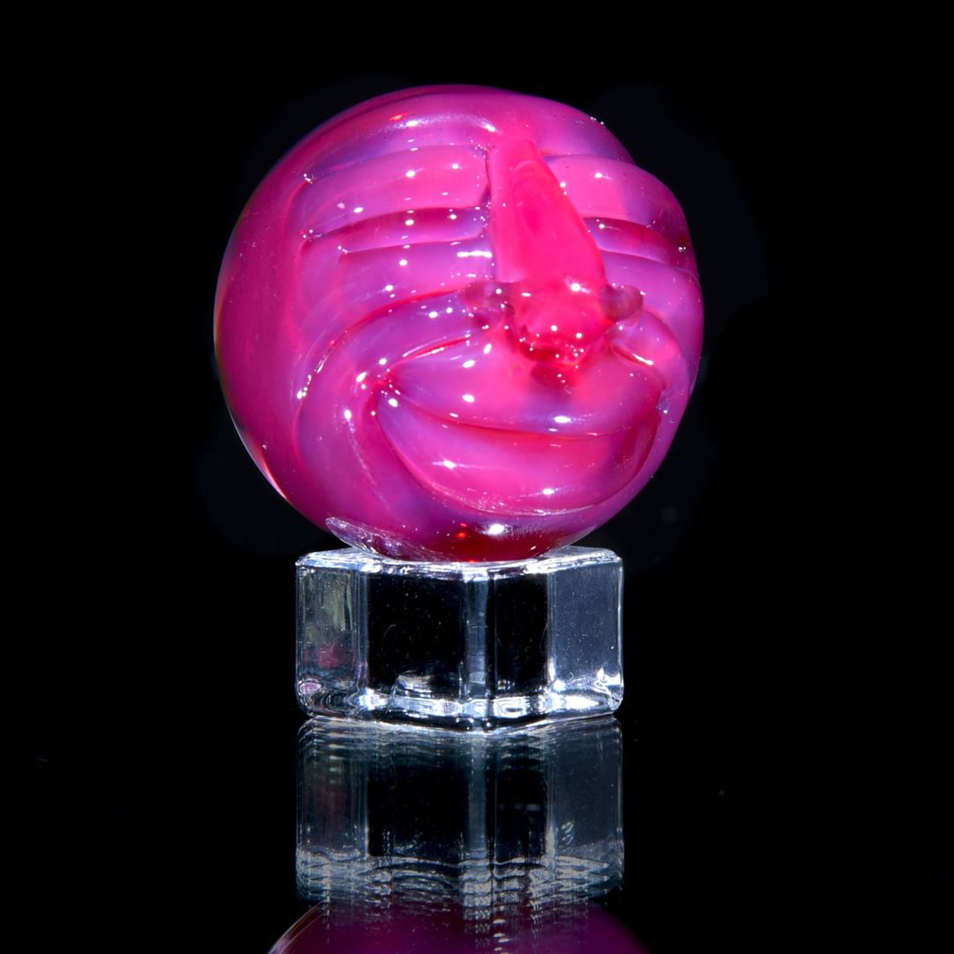 Preview pic of GPS Glass - "Head Full of Mushrooms" Sculpted Marble - Karmaline - 38mm/1.5" Diameter
