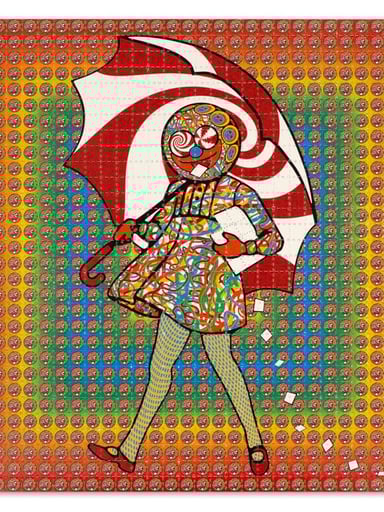 Preview pic of Slinger x Original Gongster x Pyroscopic "Acid Eater Girl (Rainbow)" Print