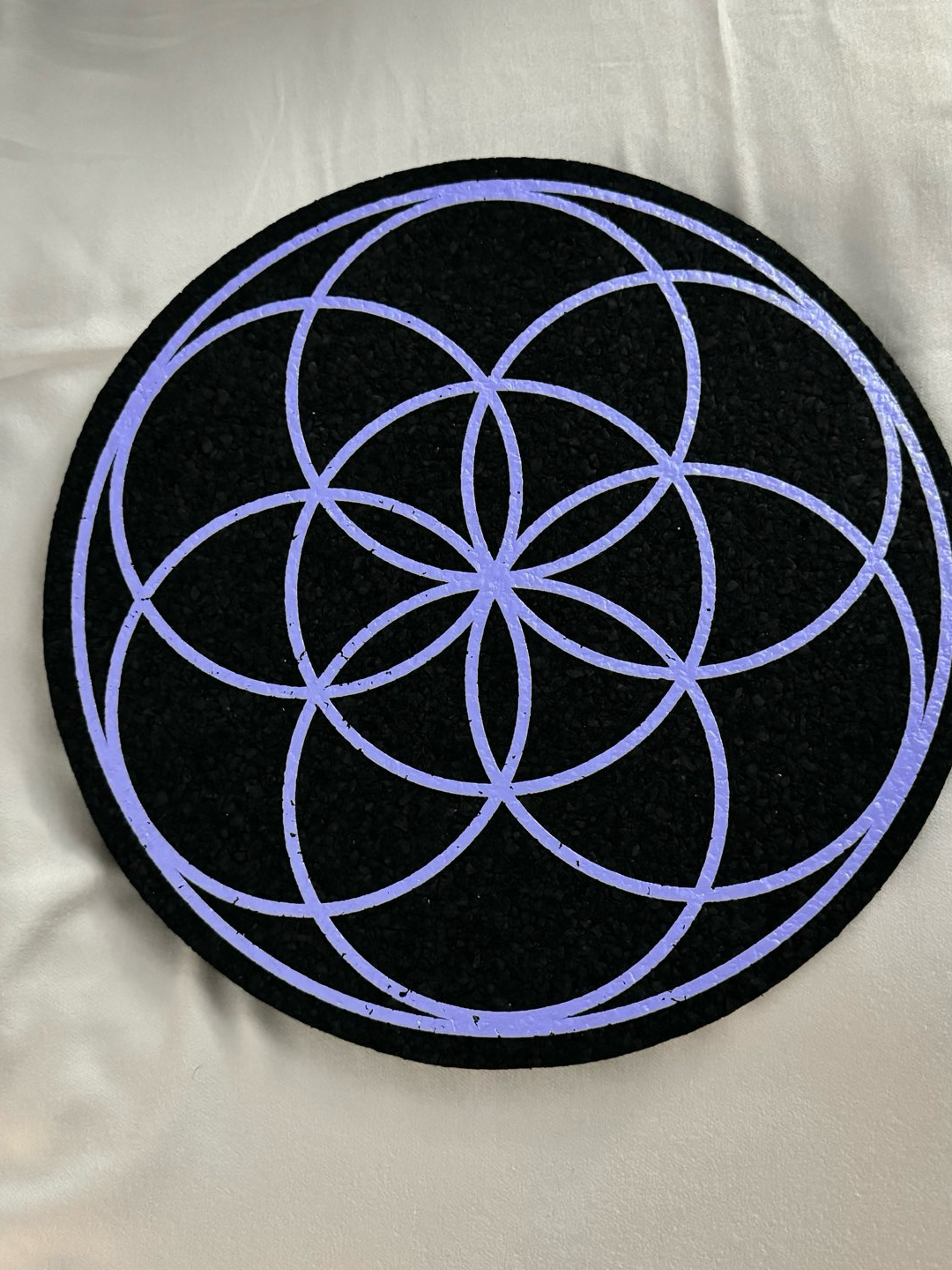 Preview pic of Violet seed of life moodmat unreleased design 12”