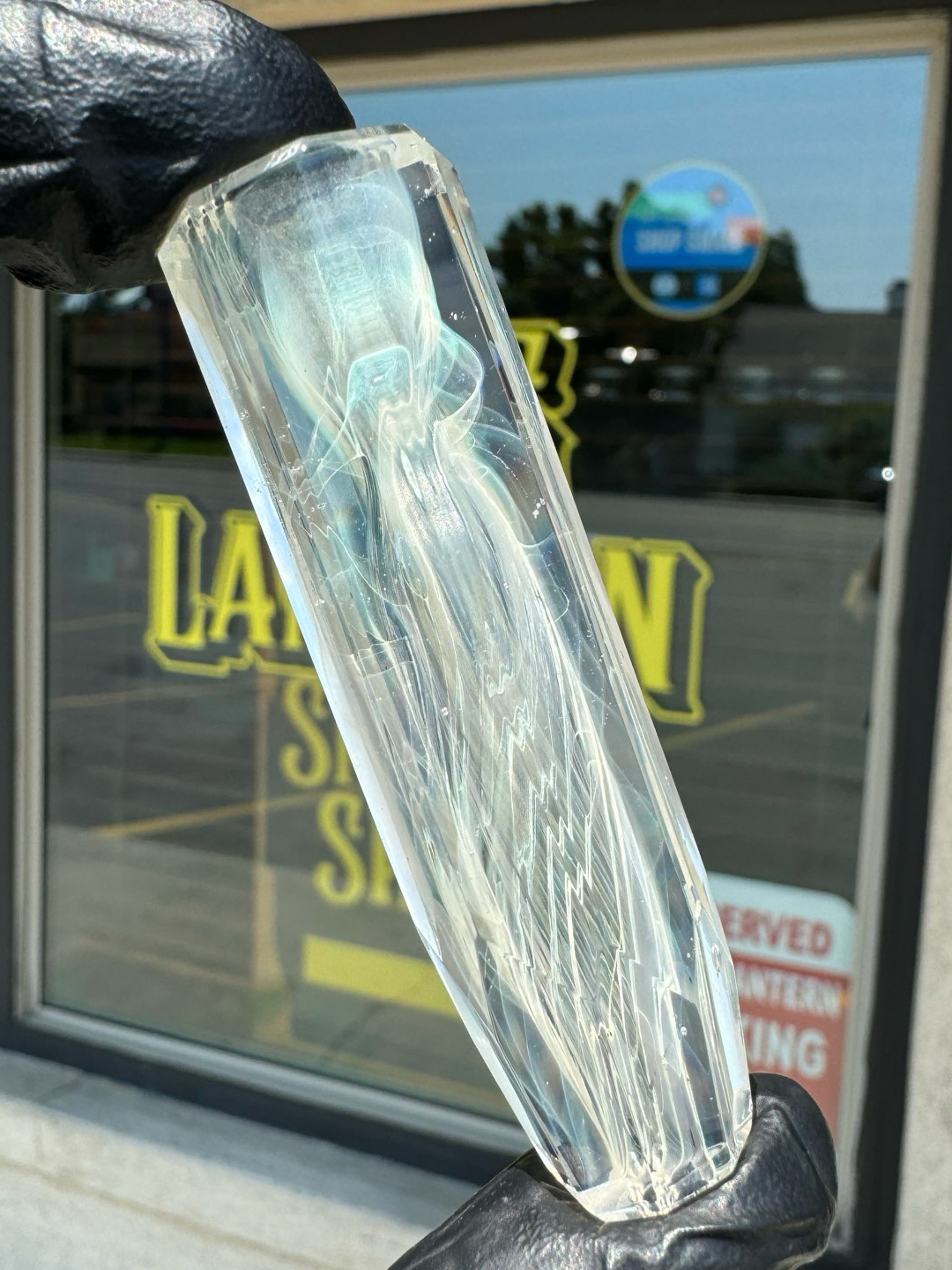 Preview pic of Silver Fume Hand Faceted Onie/Chillum