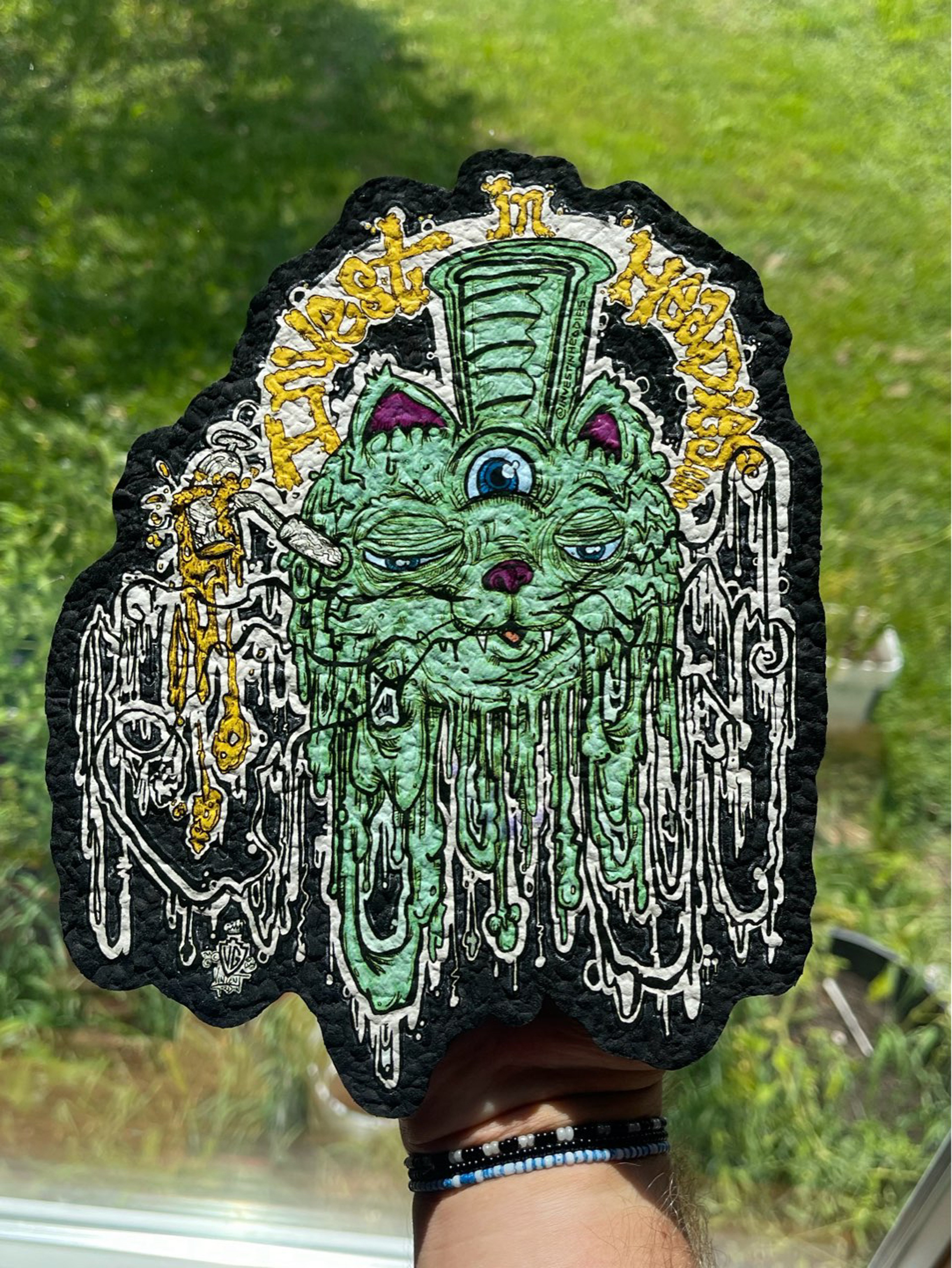Preview pic of Green Drippy Cat Moodmat