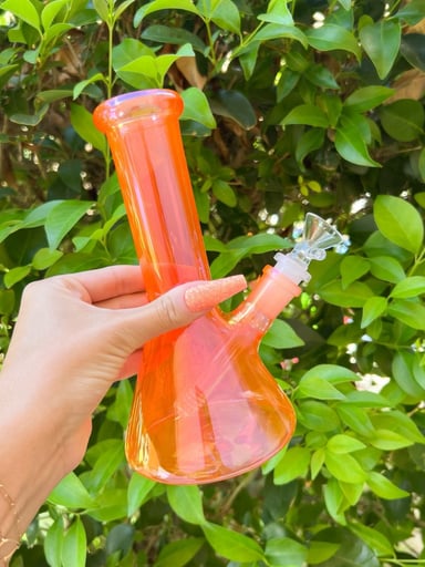 Preview pic of Orange Iridescent 8in Beaker Bong