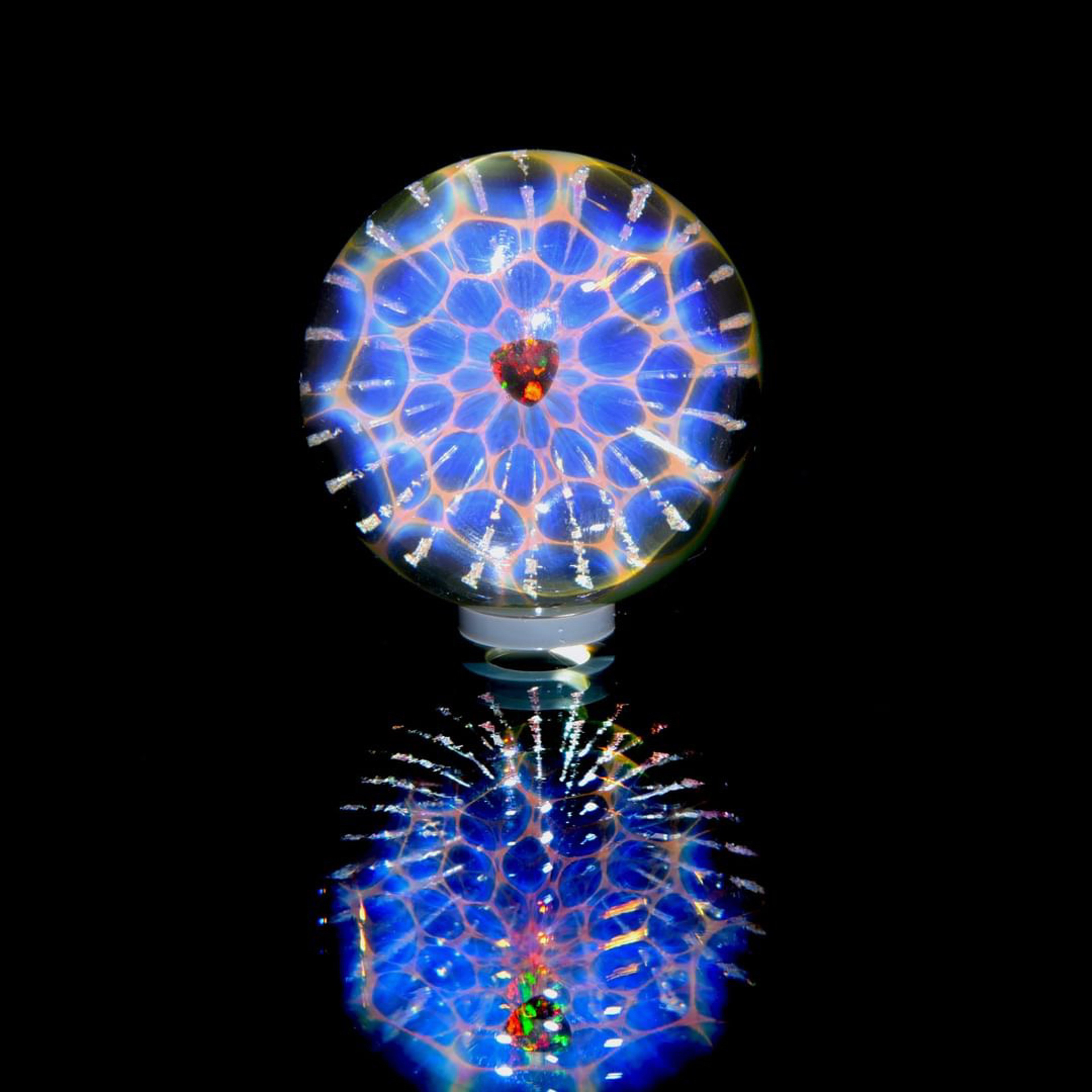 Preview pic of Kenan Tiemeyer - "Lunar Light Vibration Mandala" - 32mm/1.26" Topper Marble