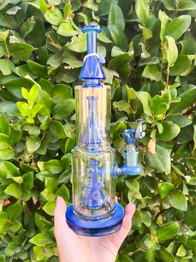 Preview pic of Cheech Blue Fumed Double Bong Perc Rig