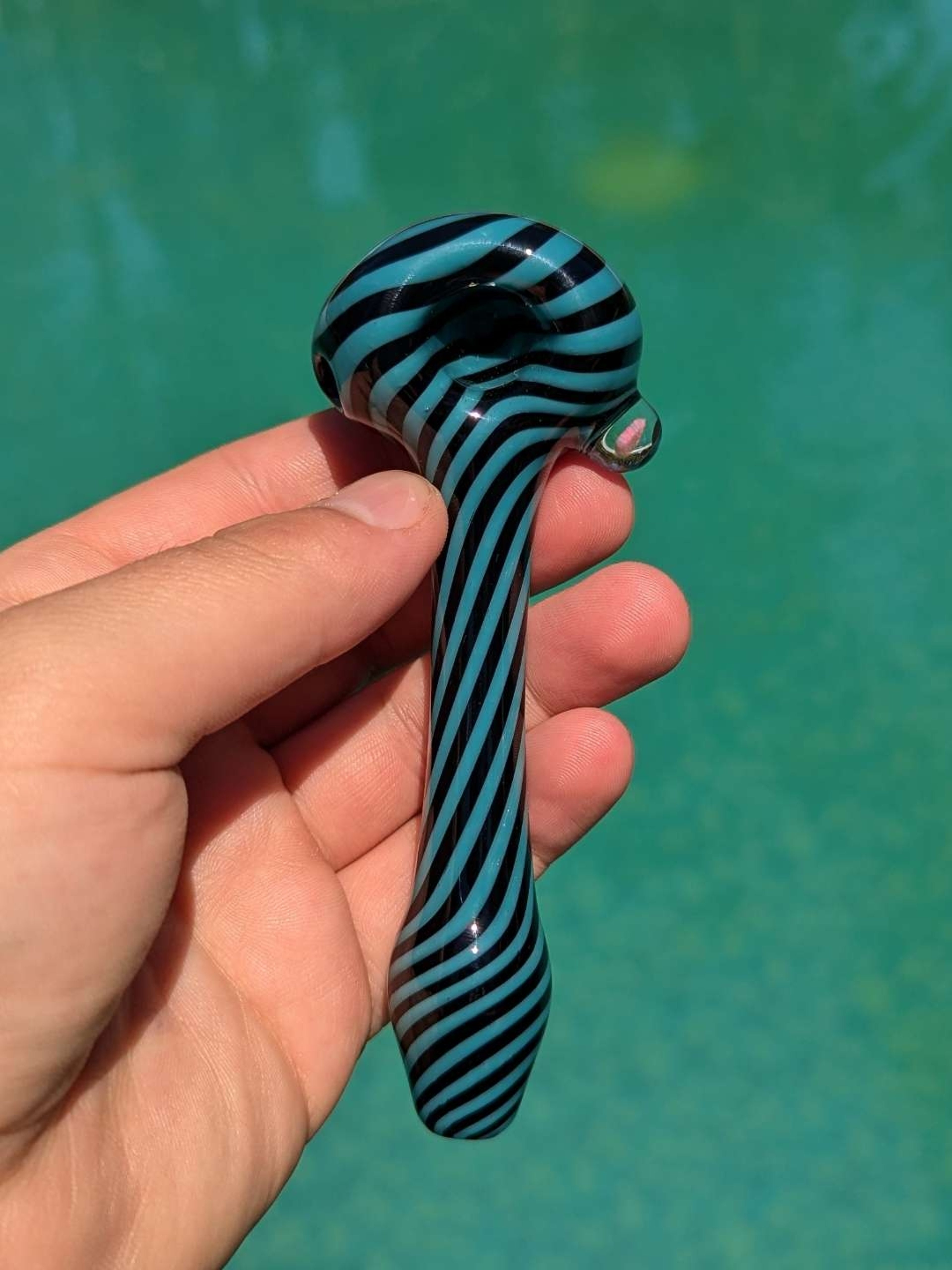 Preview pic of Spoon pipe blue black striped