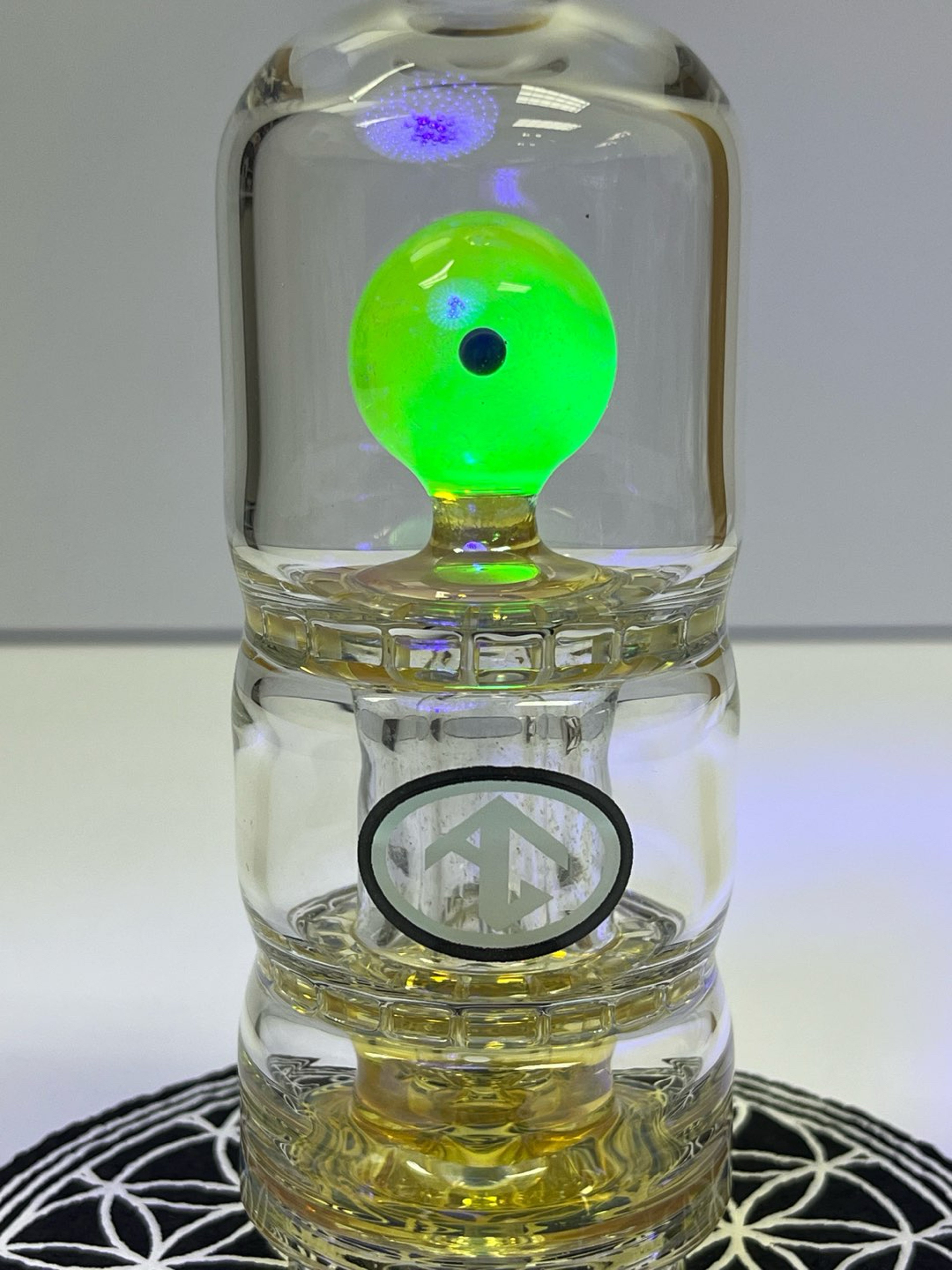 Preview pic of Galloway Glass Double Rachet UV Series Puffco Peak or Peak Pro top with Floating Marble also comes with bubble cap o
