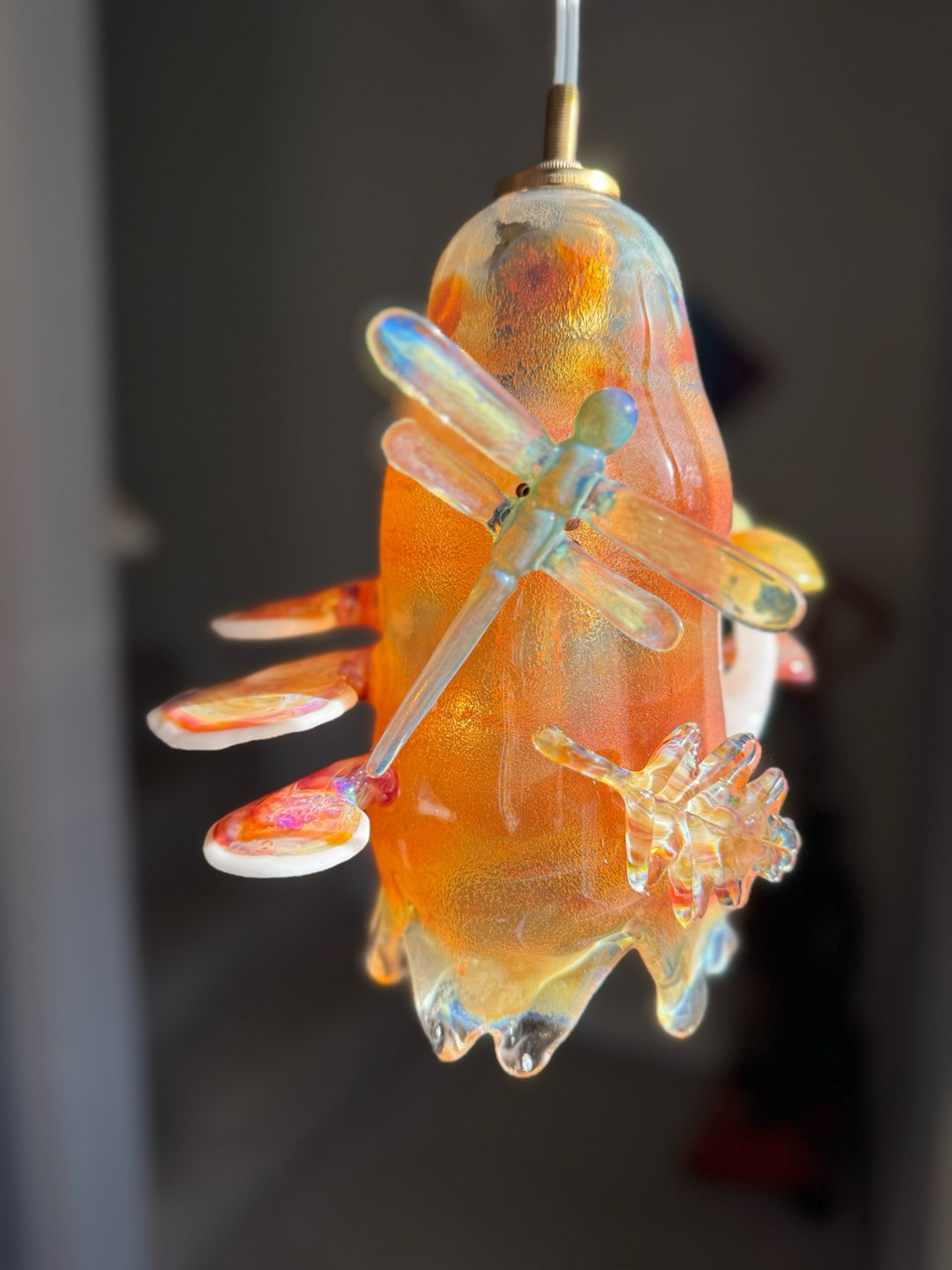 Preview pic of Handblown Hanging boro pendant lamp