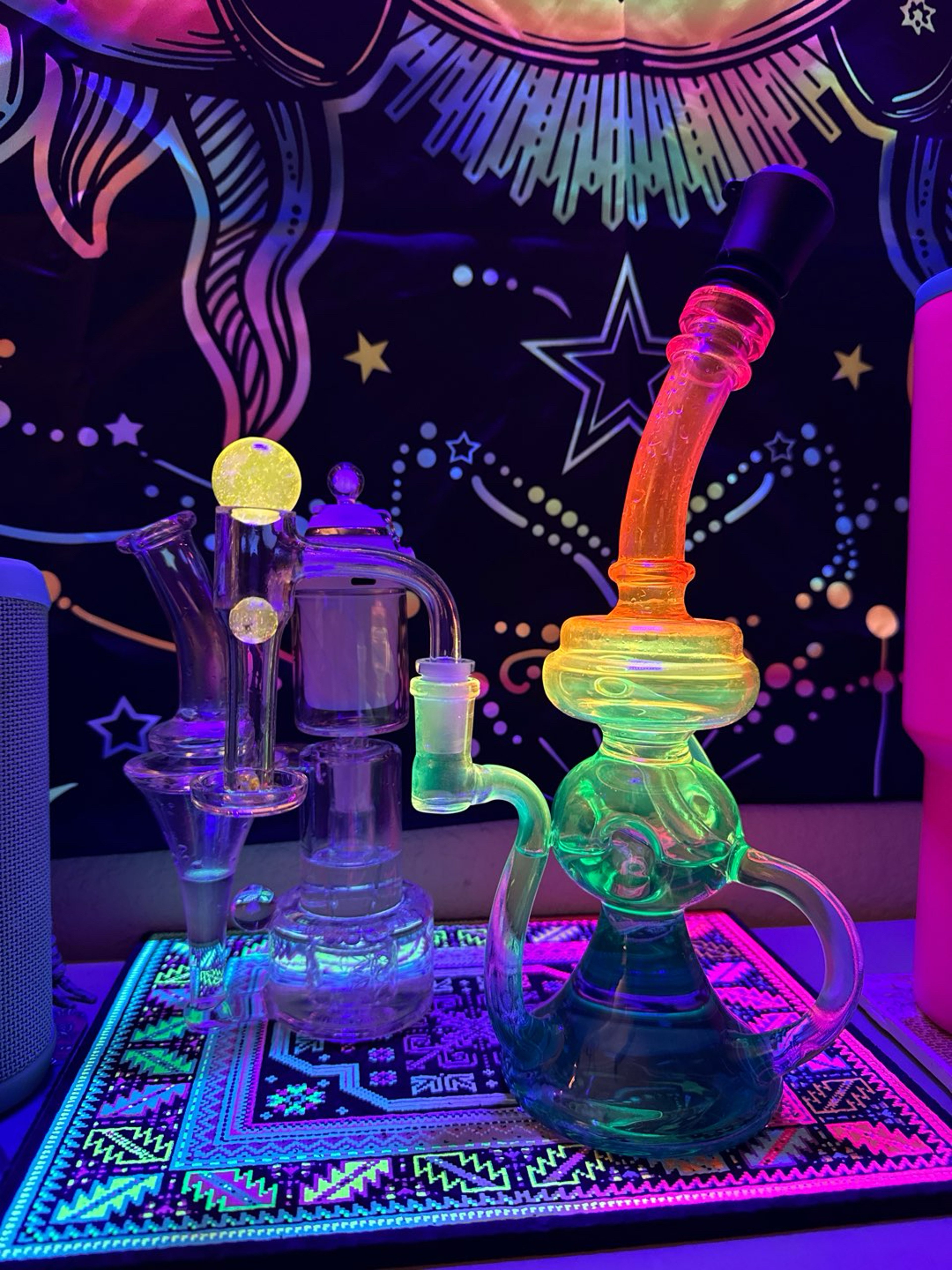 Preview pic of Full Color Rainbow UV Recycler w/ Terp Slurper and UV Marble Set 🥰