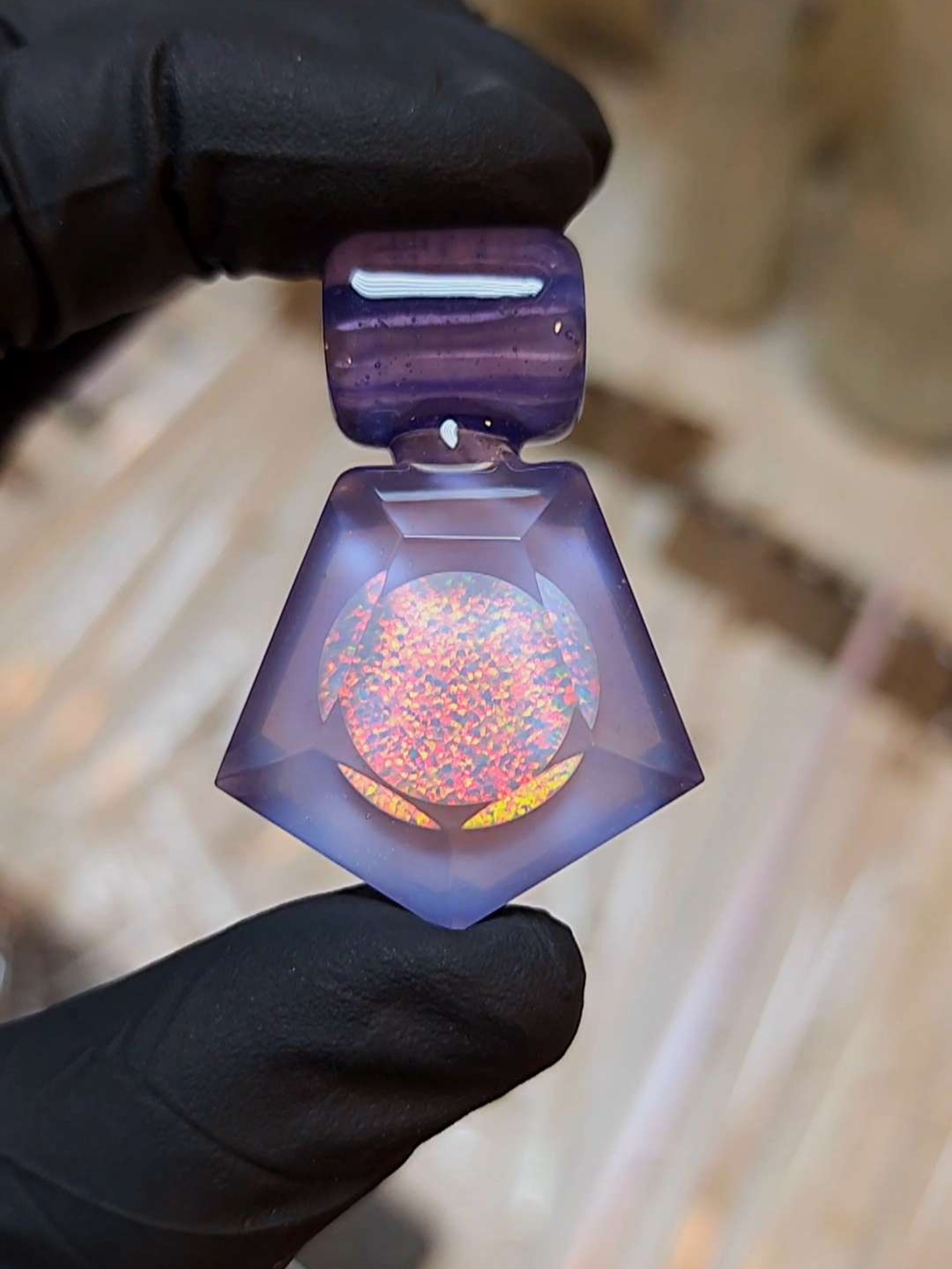 Preview pic of 15mm Opal Pastel Potion CFL Facted Gem Pendant