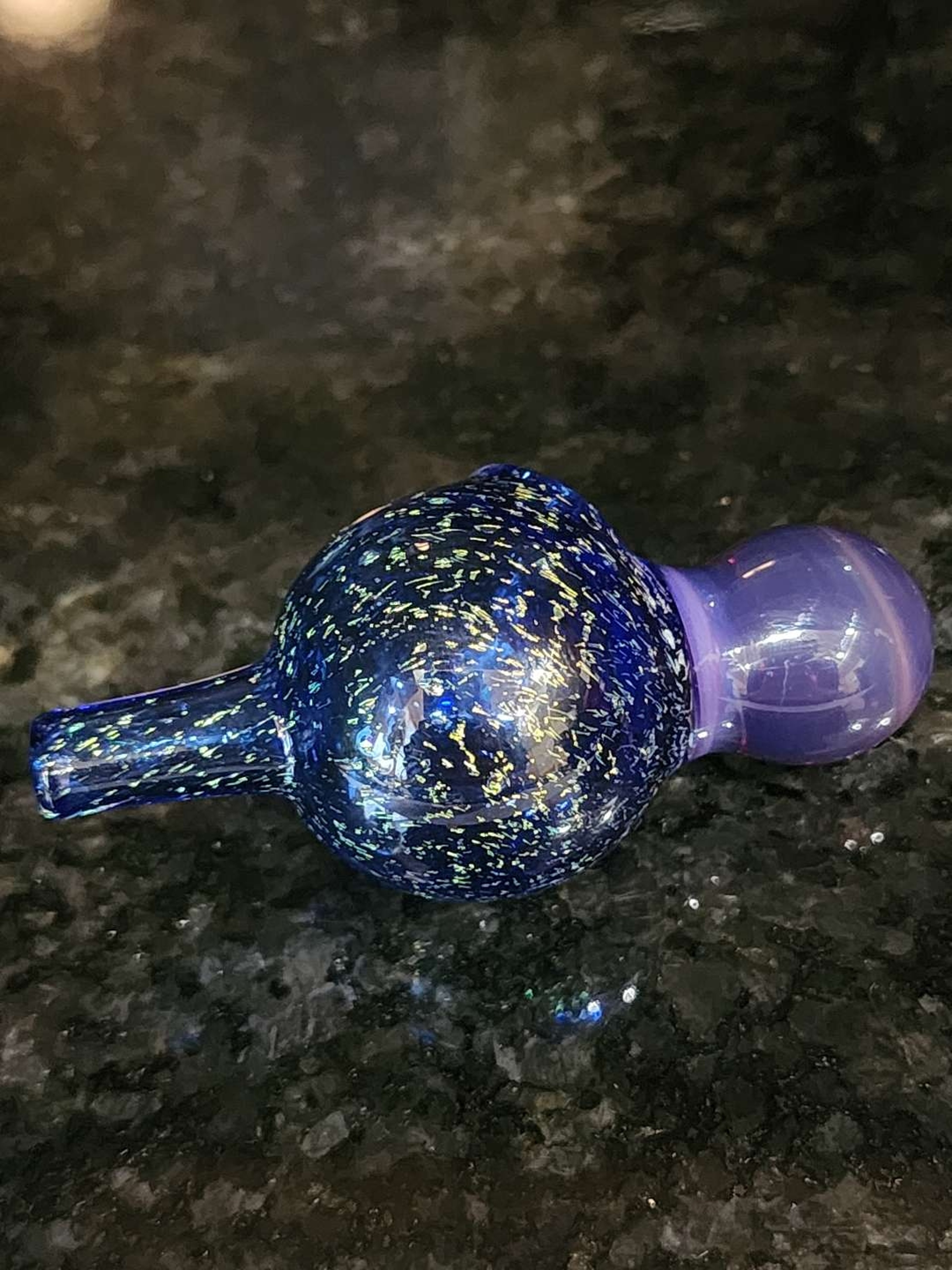 Preview pic of Pre-Owned Paulson Pieces 25mm Bubble Carb Cap - purple/blue with gold sparkle