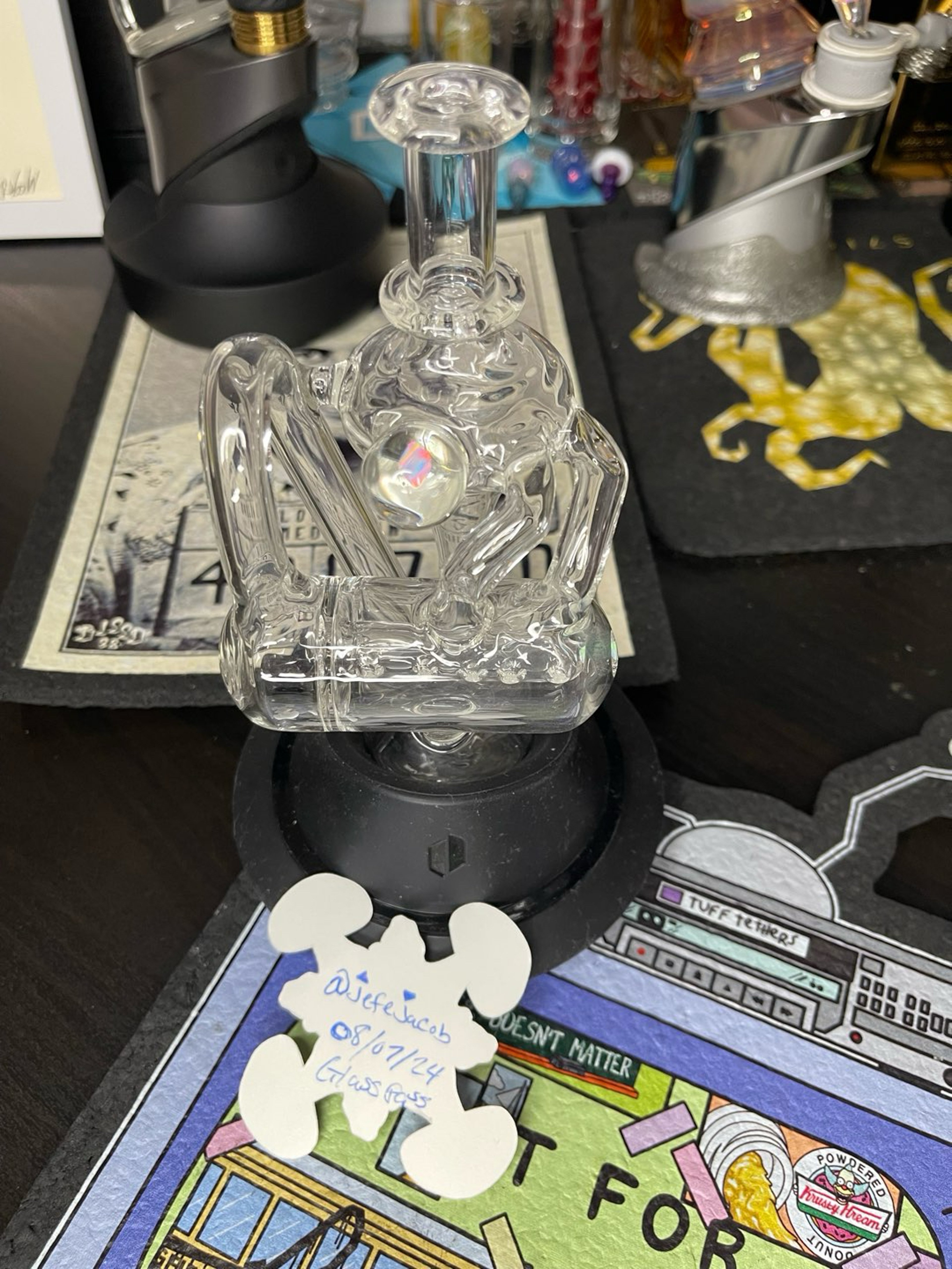 Preview pic of CYF “Call Your Fam” Vaccine Pump Recyclers Clear Puffco Top Glass