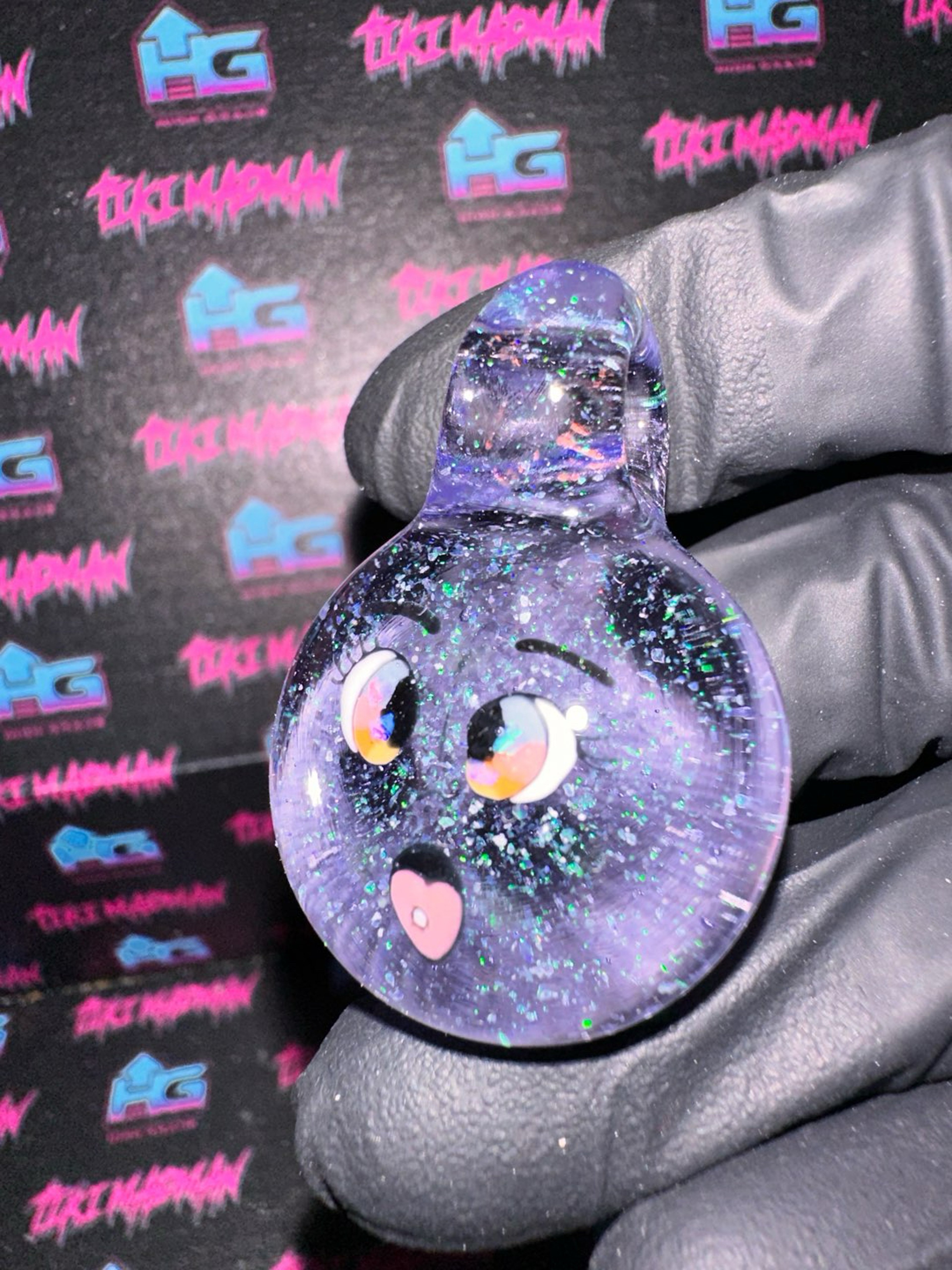 its_kindofakushystory UV Accented Crushed mint opal ahego face pendant image 0