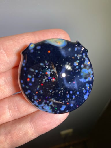 Preview pic of Crushed Opal & Silver Fume Black Hollow Pendant