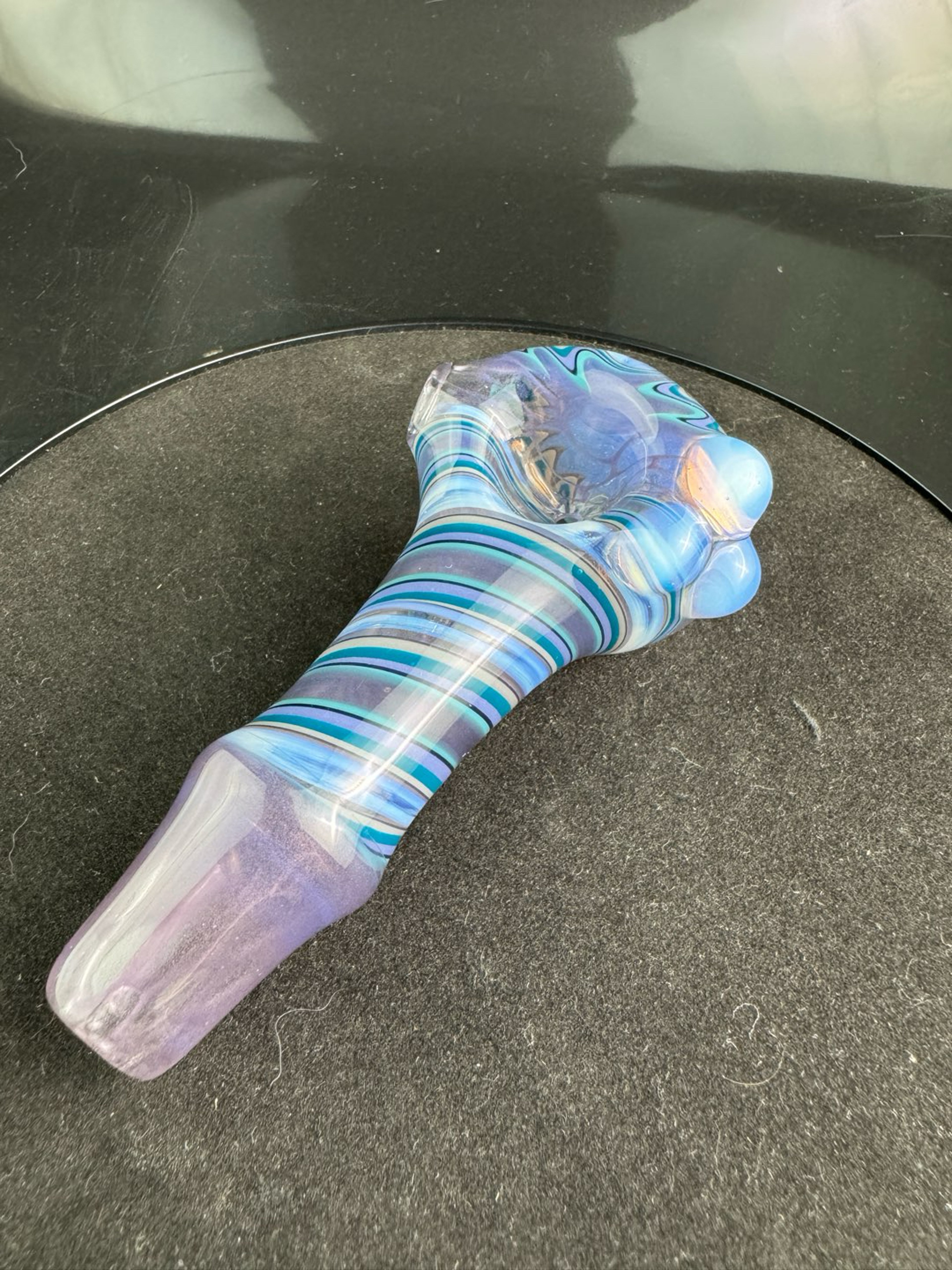 Preview pic of Wildberry satin/blues wigwag spiral spoon