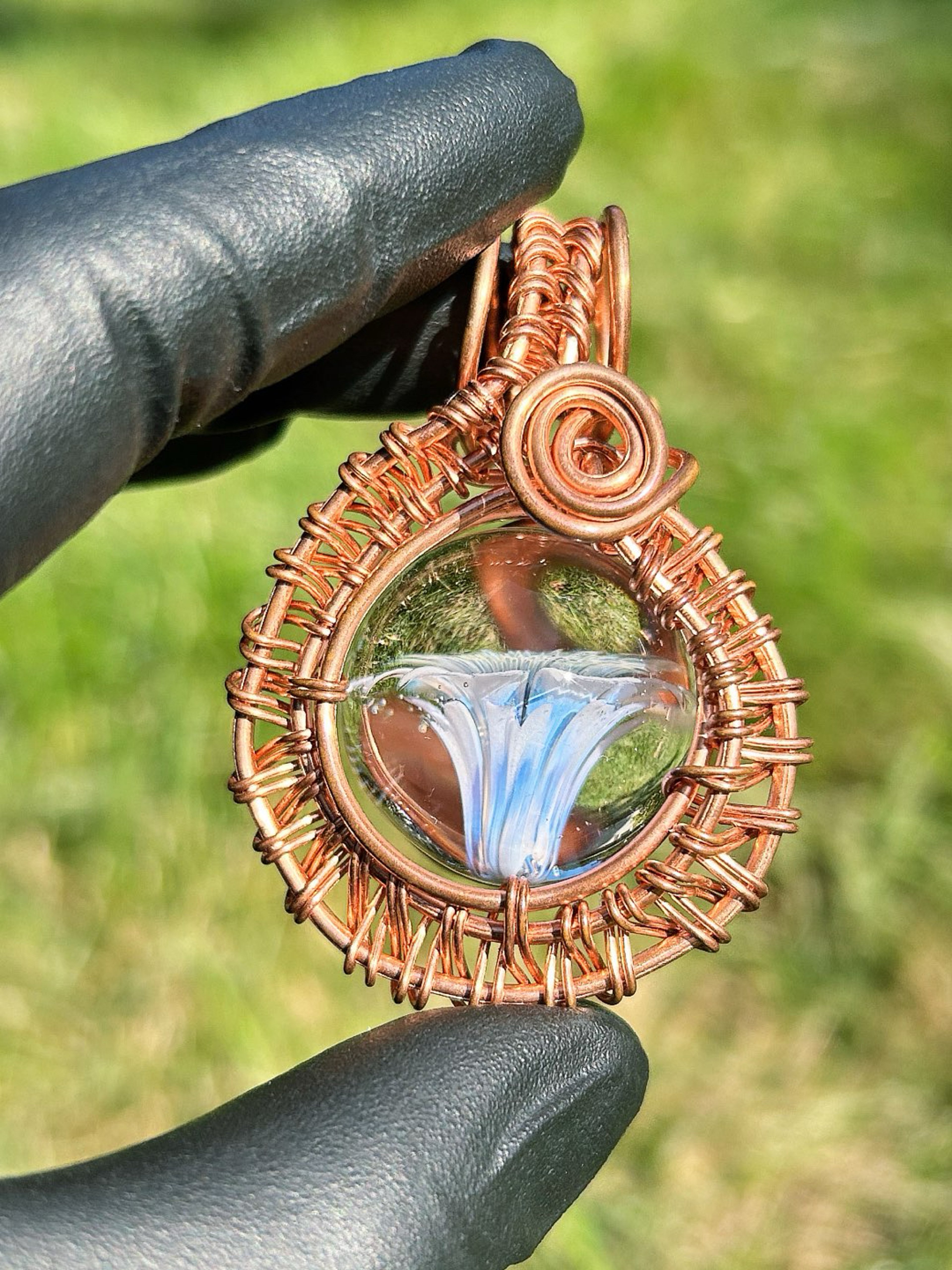 Preview pic of MarvinsGlass Copper Wrap Pendant💎