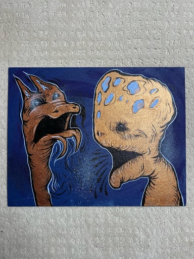 Preview pic of 14x11 ‘Online Dating’ Original Canvas Panel by Kater (KaterTheAlchemist)