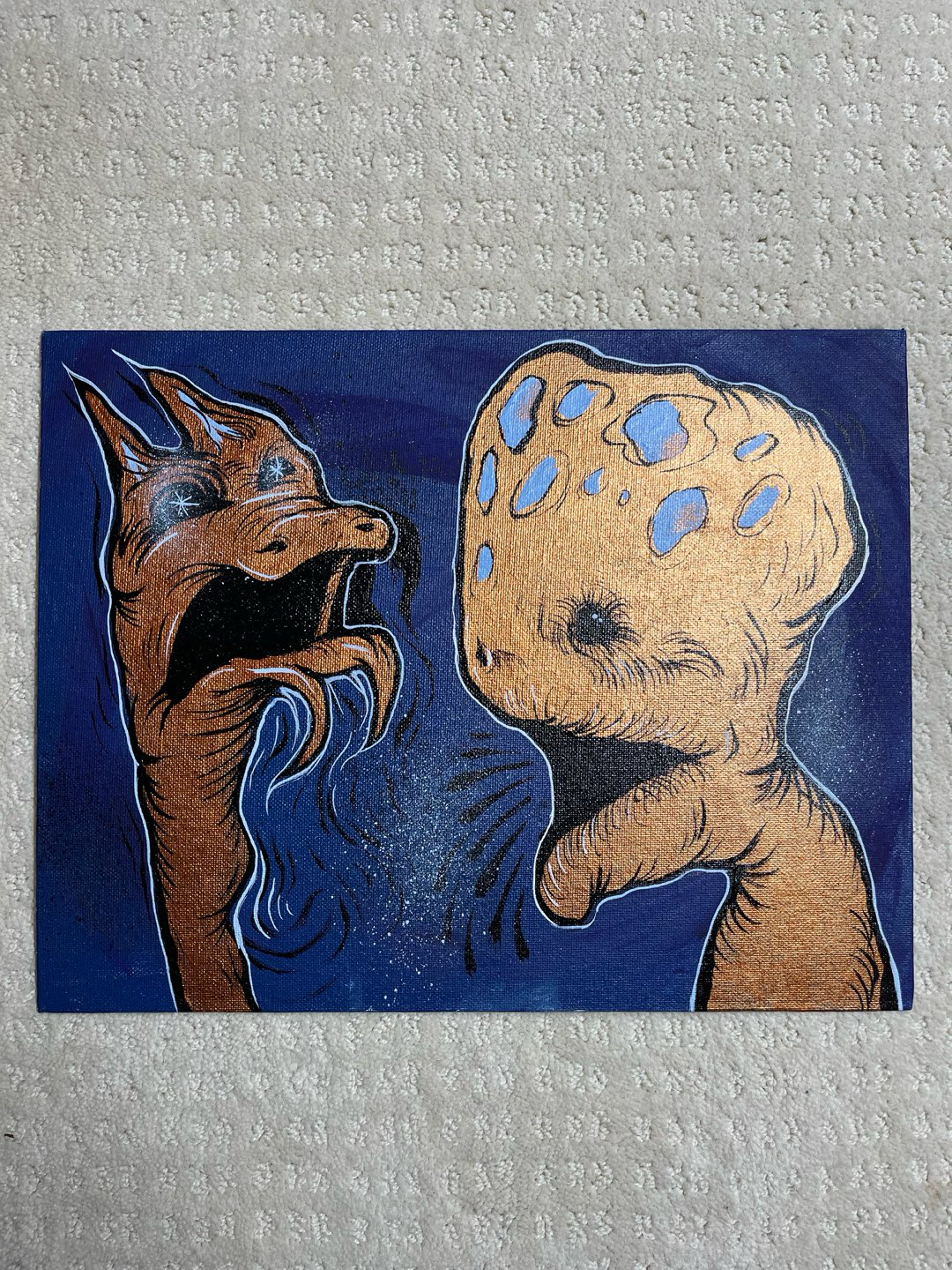 Preview pic of 14x11 ‘Online Dating’ Original Canvas Panel by Kater (KaterTheAlchemist)